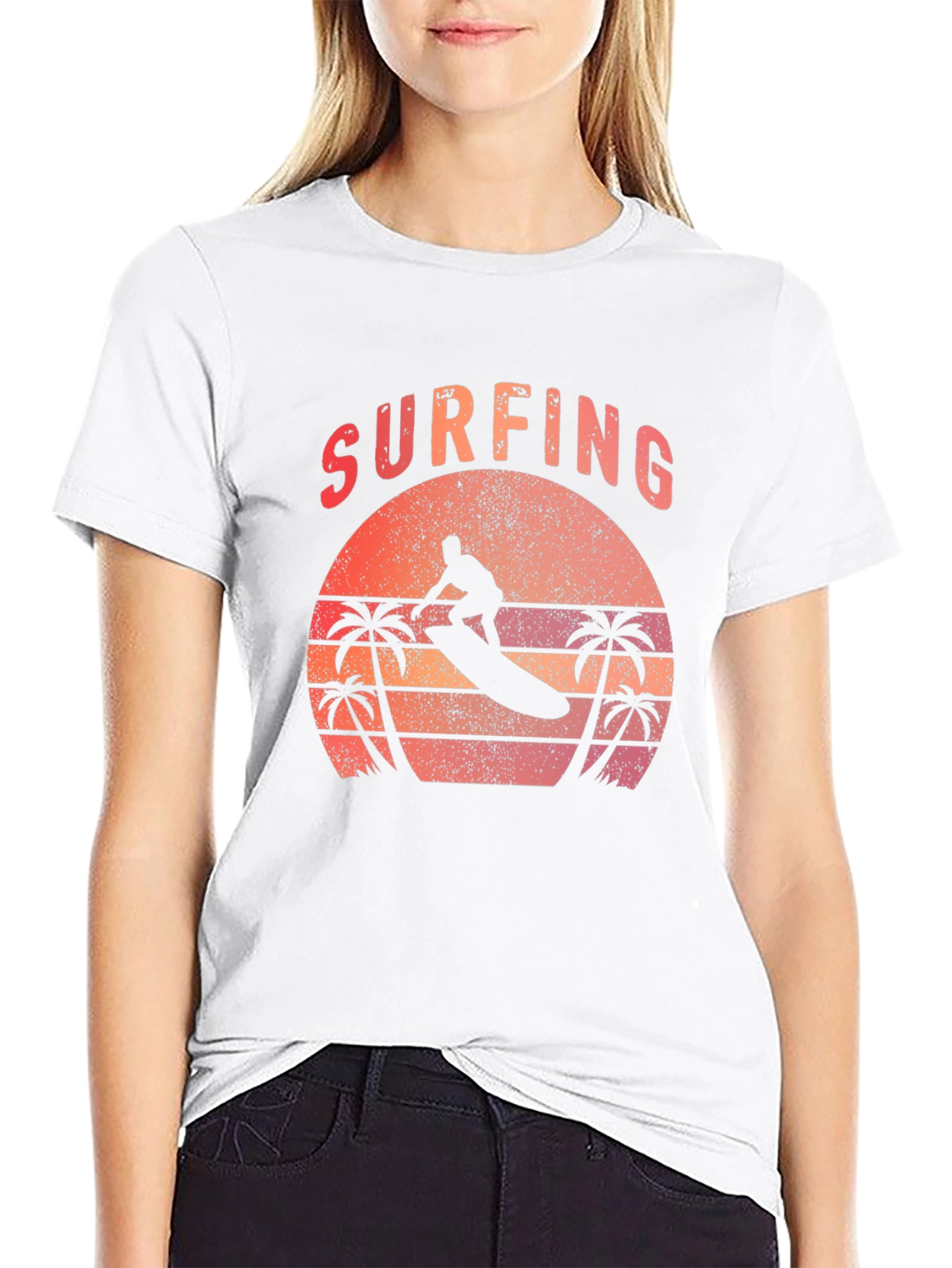 Surfing Sunset T-Shirt - Retro Beach Style