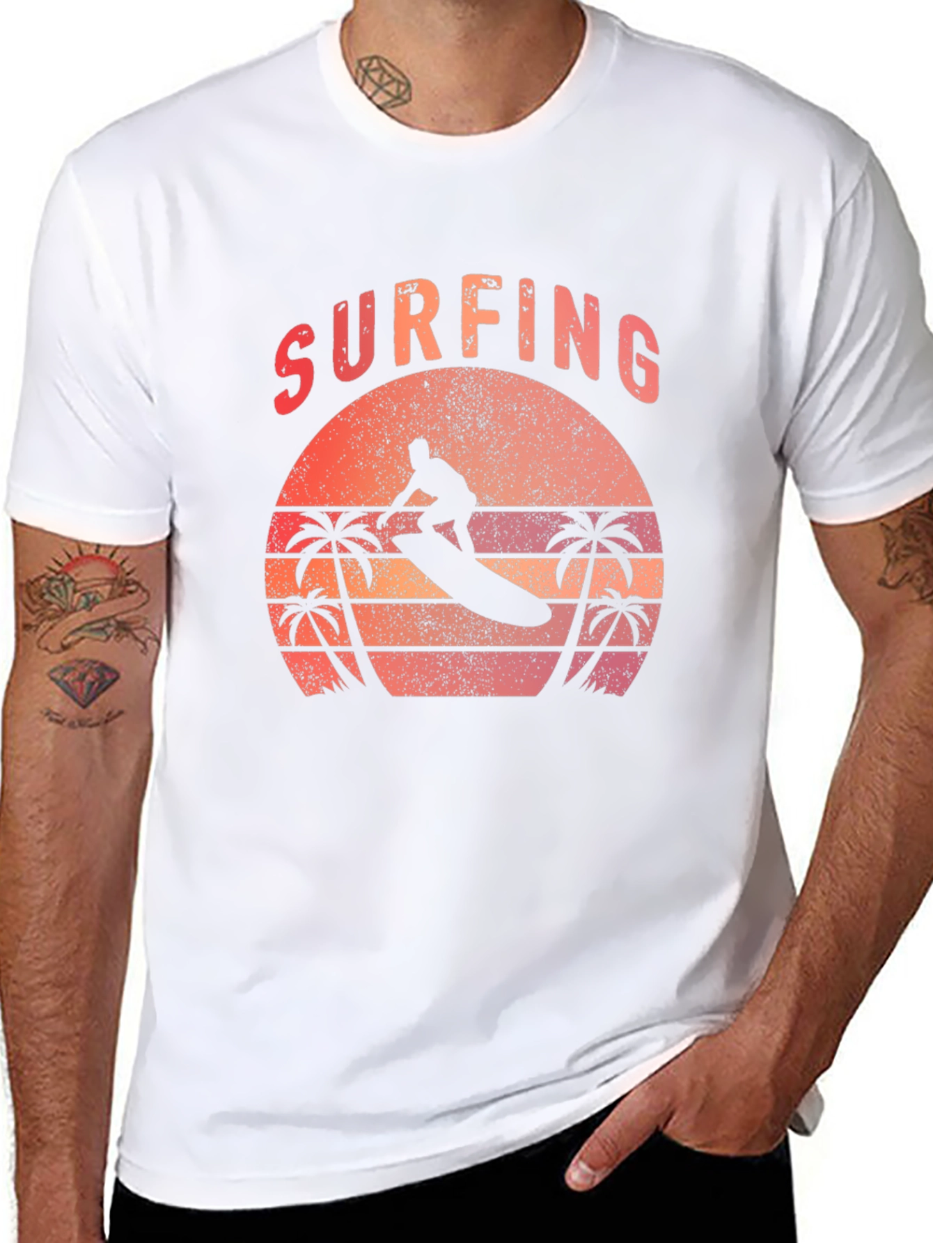 Surfing Sunset T-Shirt - Retro Beach Style