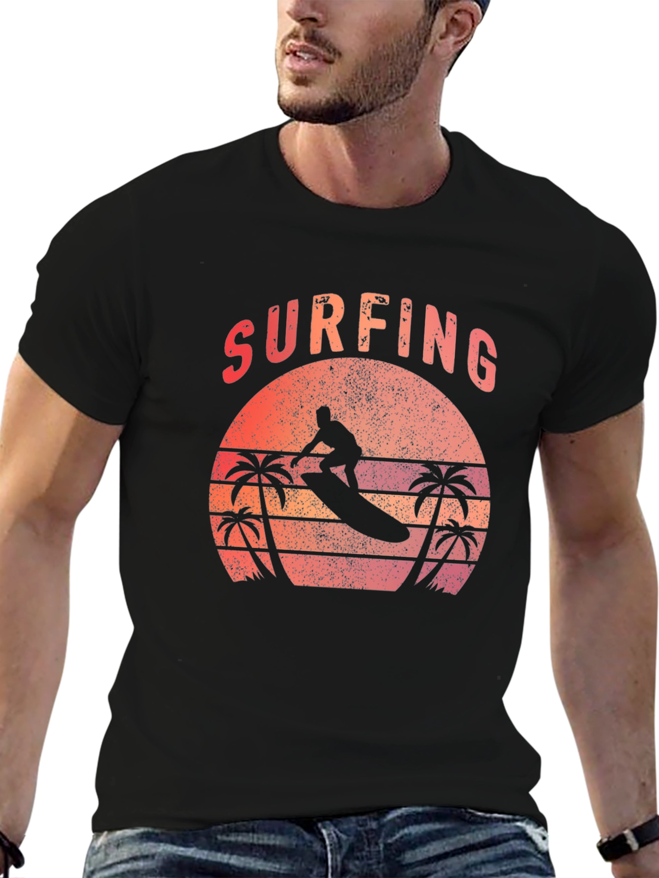 Surfing Sunset T-Shirt - Retro Beach Style