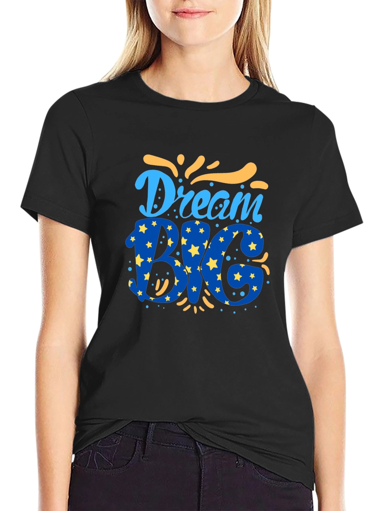 Dream Big Graphic Tee - Black Cotton Blend