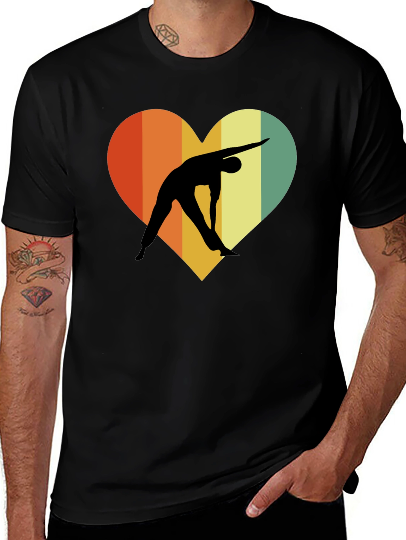 Yoga Heart Graphic T-Shirt - Unisex Black Tee