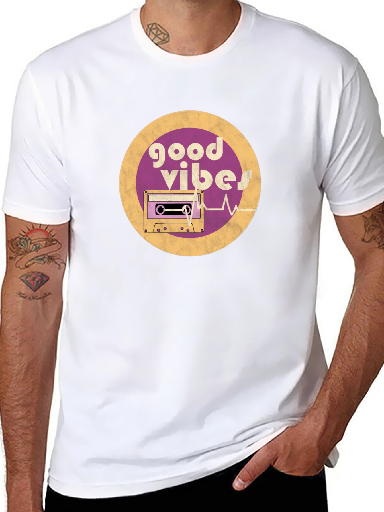 Good Vibes Cassette Tape Graphic Tee - Retro Style