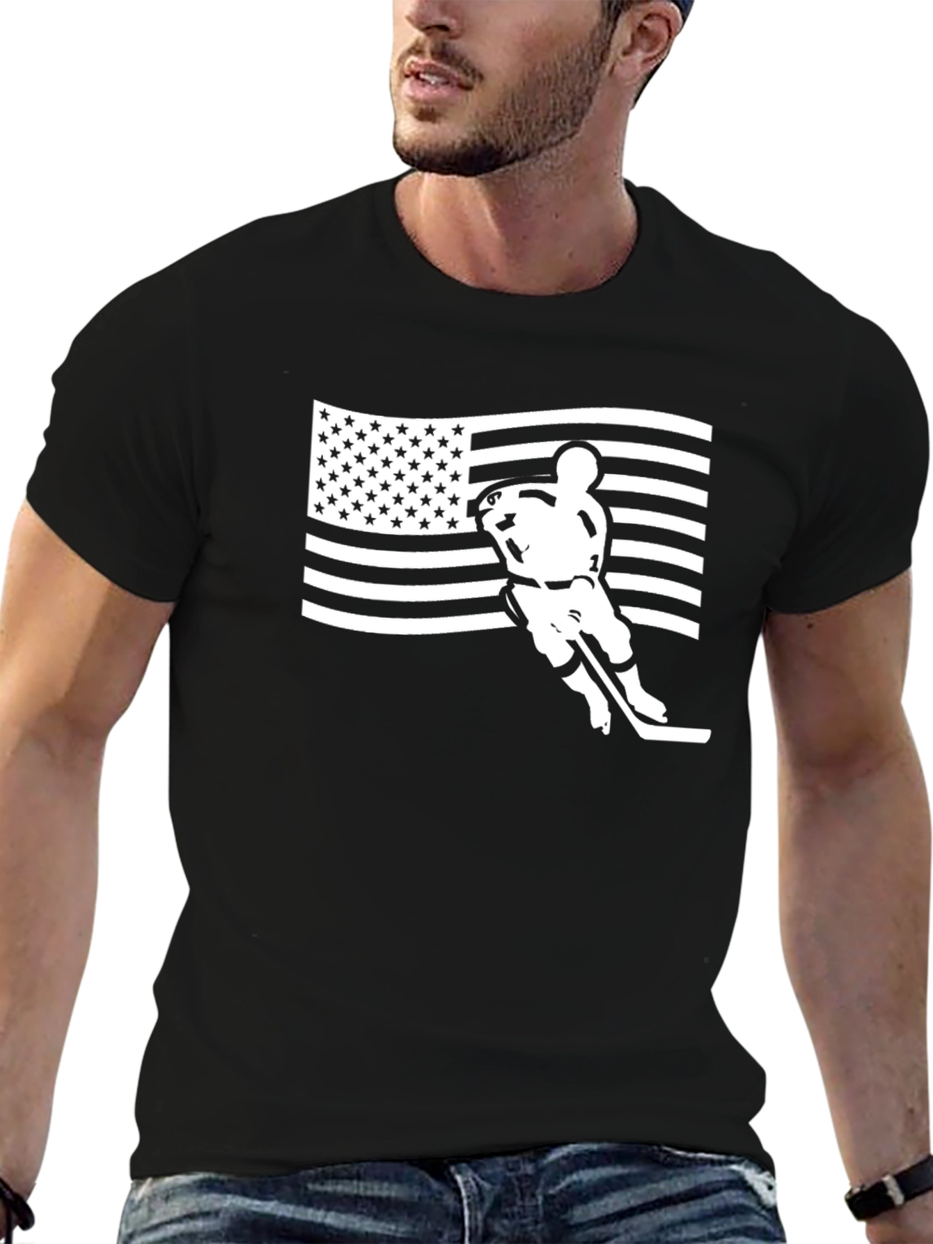 Hockey USA Flag Graphic T-Shirt