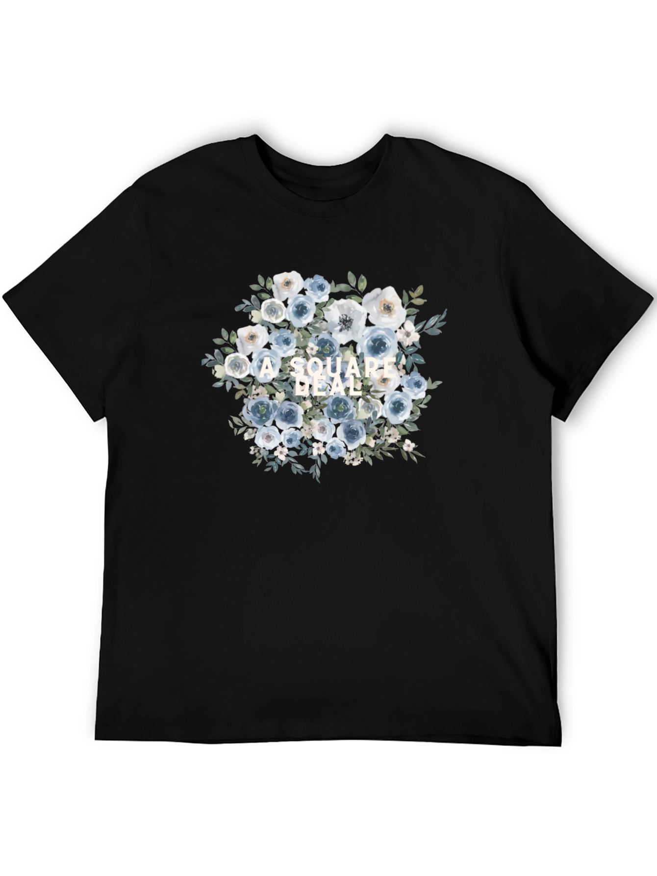 Floral Square Deal Black T-Shirt