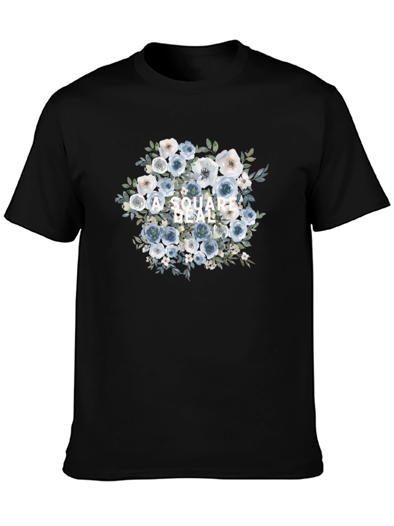 Floral Square Deal Black T-Shirt
