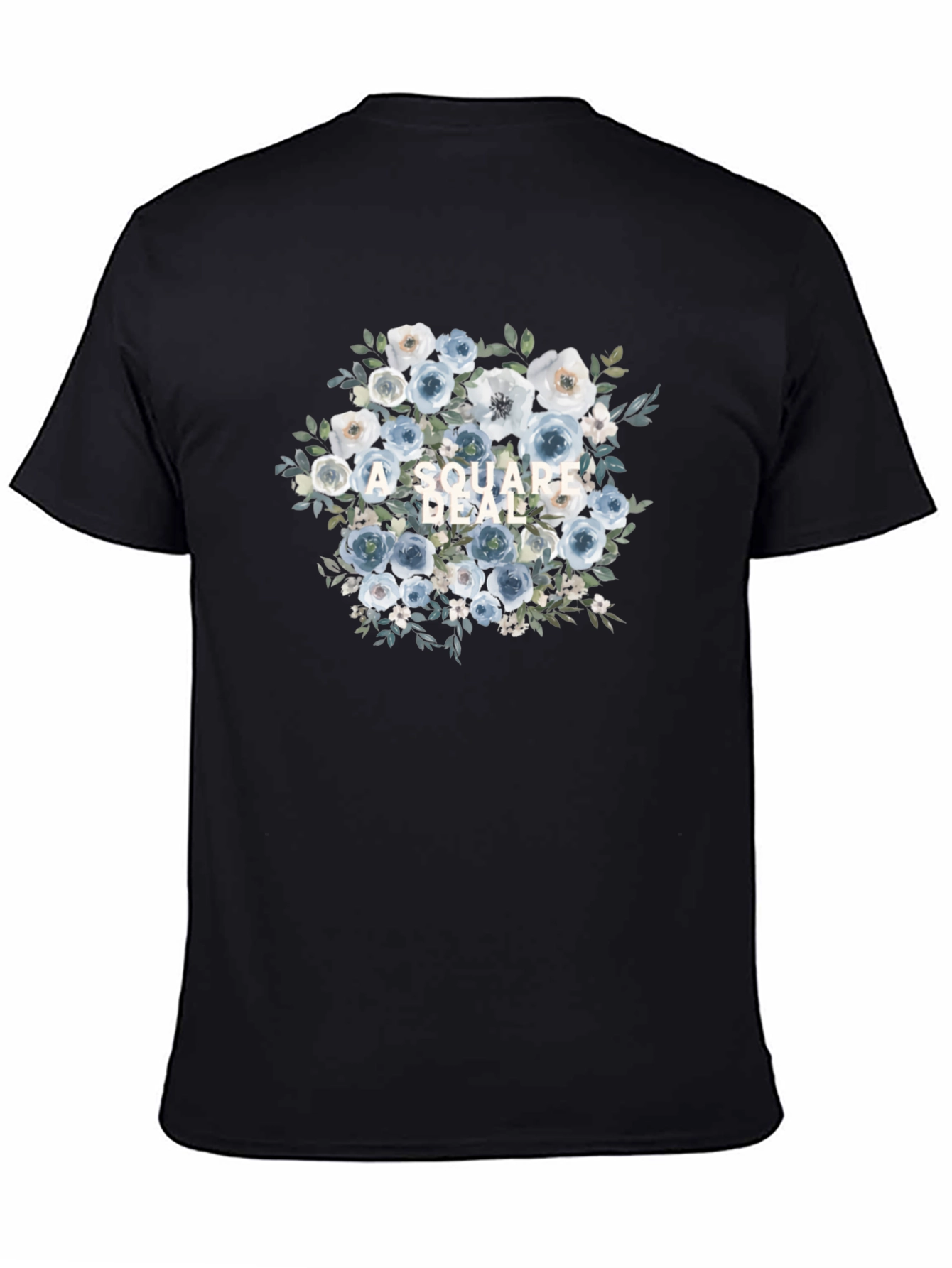 Floral Square Deal Black T-Shirt
