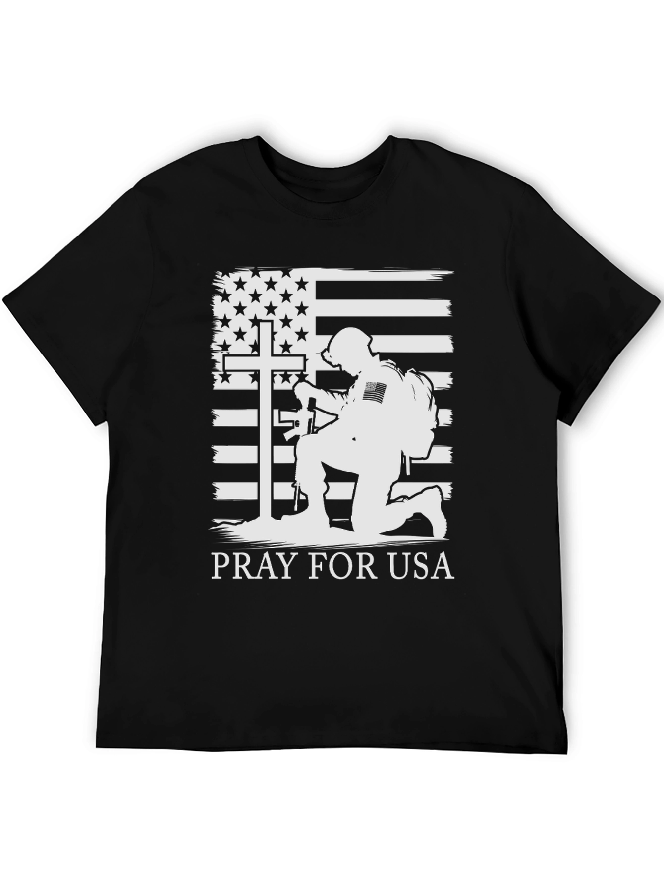 Pray for USA T-Shirt Patriotic Soldier Graphic Tee