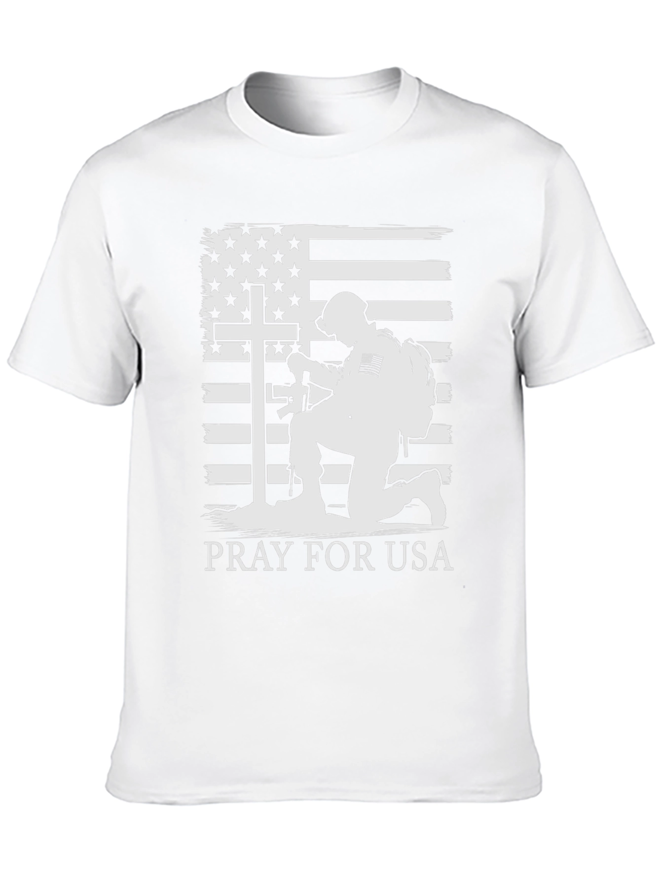 Pray for USA T-Shirt Patriotic Soldier Graphic Tee