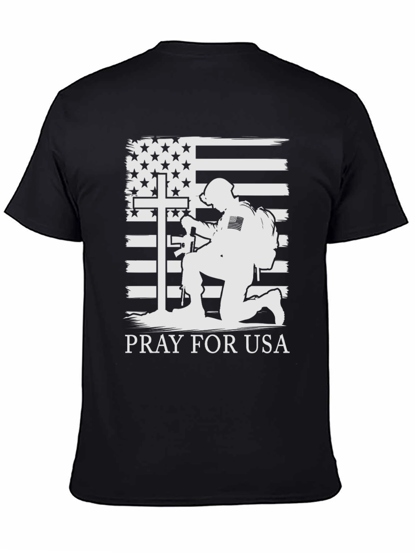 Pray for USA T-Shirt Patriotic Soldier Graphic Tee