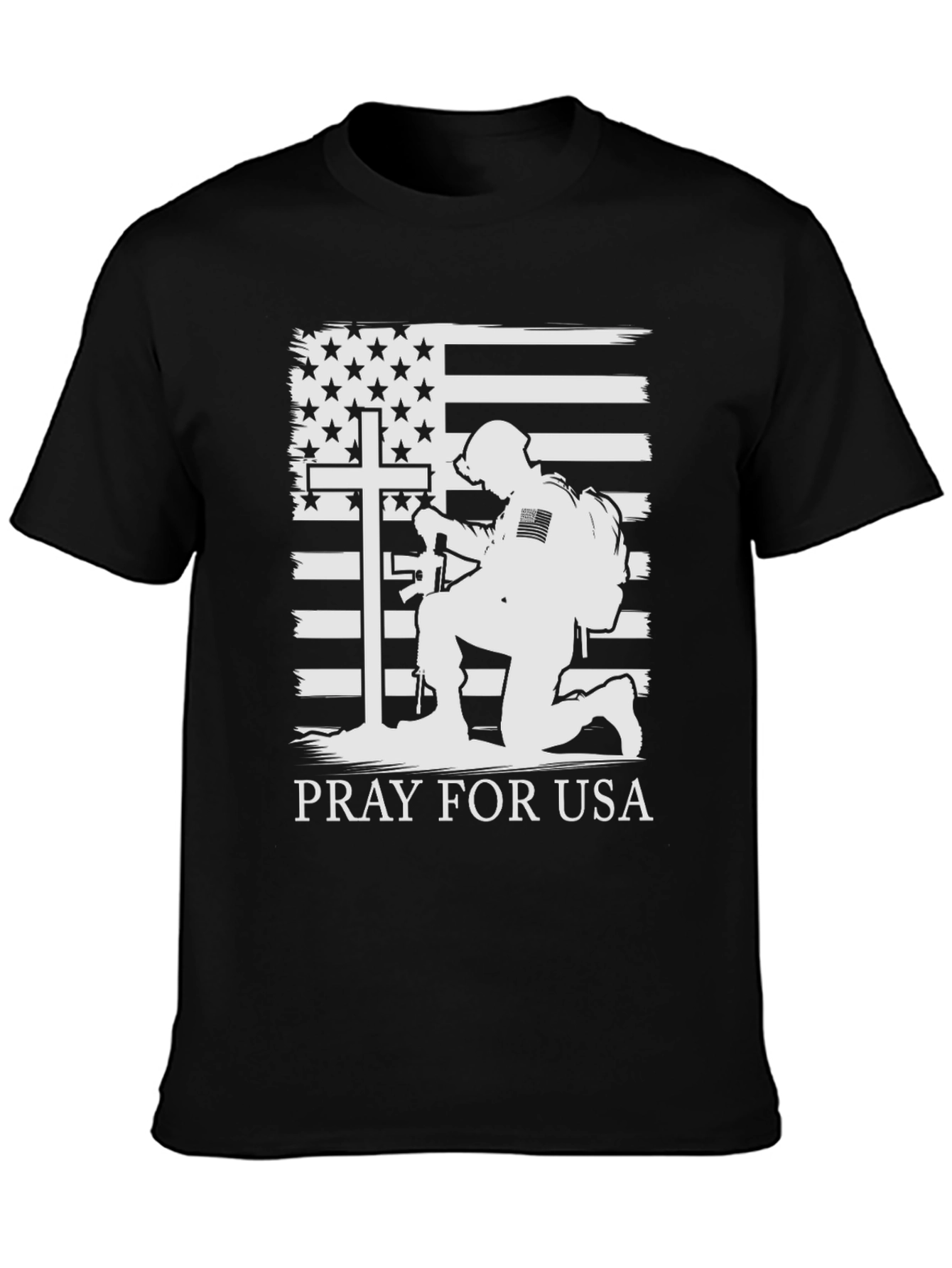 Pray for USA T-Shirt Patriotic Soldier Graphic Tee