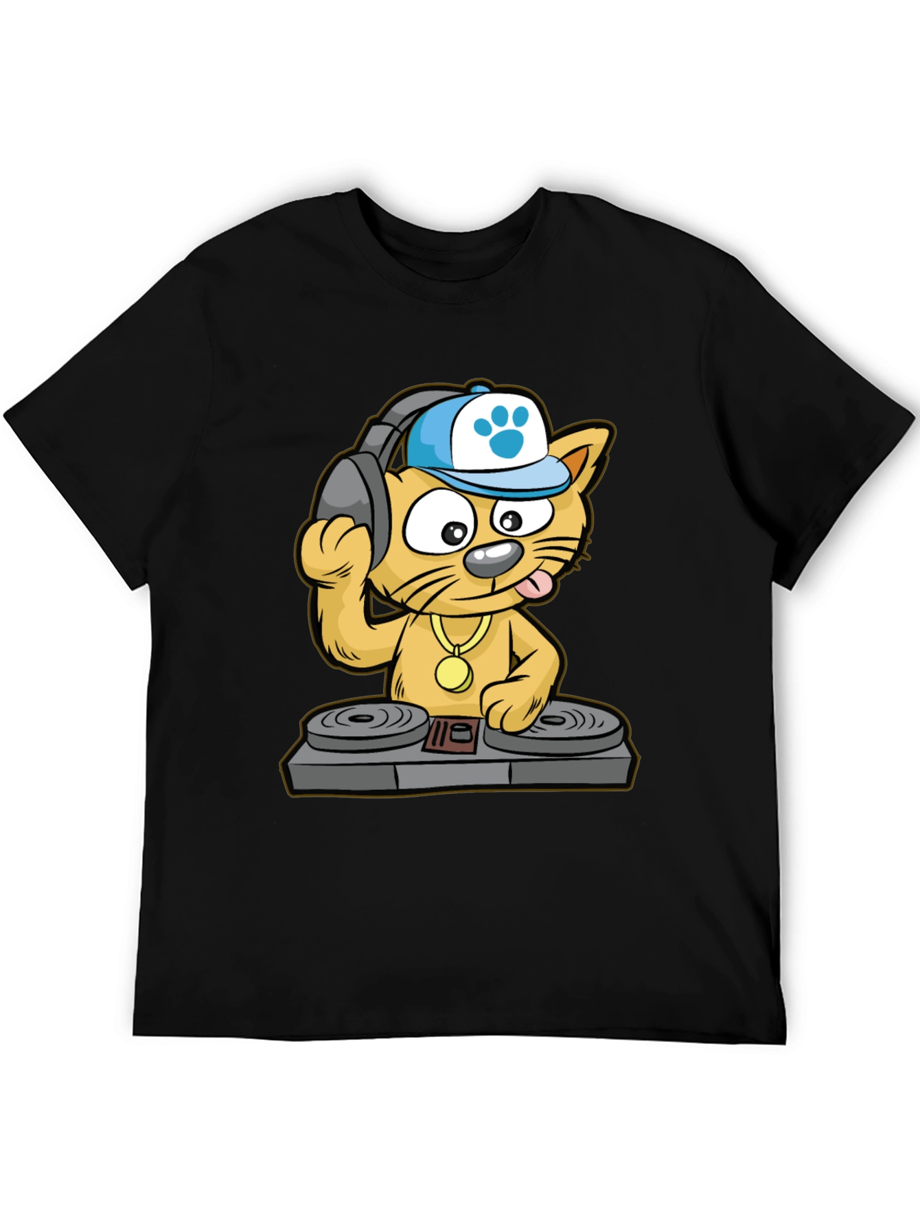 DJ Cat T-Shirt - Cool Cartoon Graphic Tee