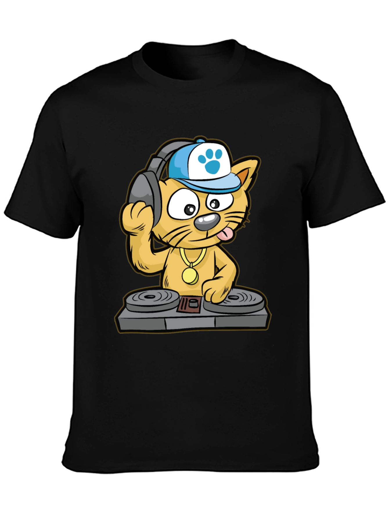 DJ Cat T-Shirt - Cool Cartoon Graphic Tee