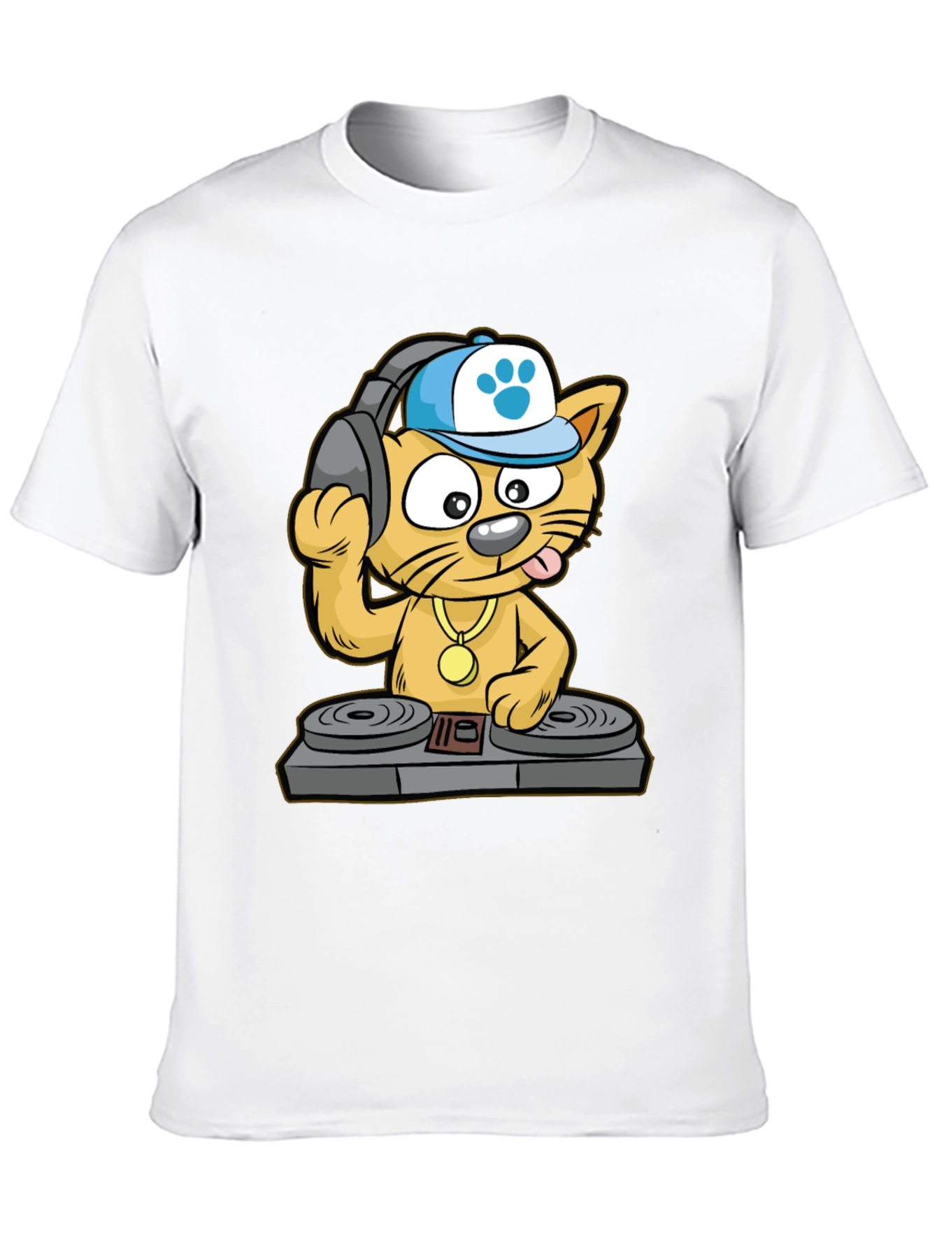DJ Cat T-Shirt - Cool Cartoon Graphic Tee