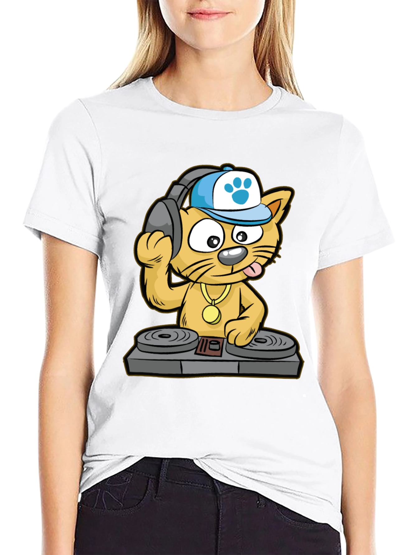 DJ Cat T-Shirt - Cool Cartoon Graphic Tee