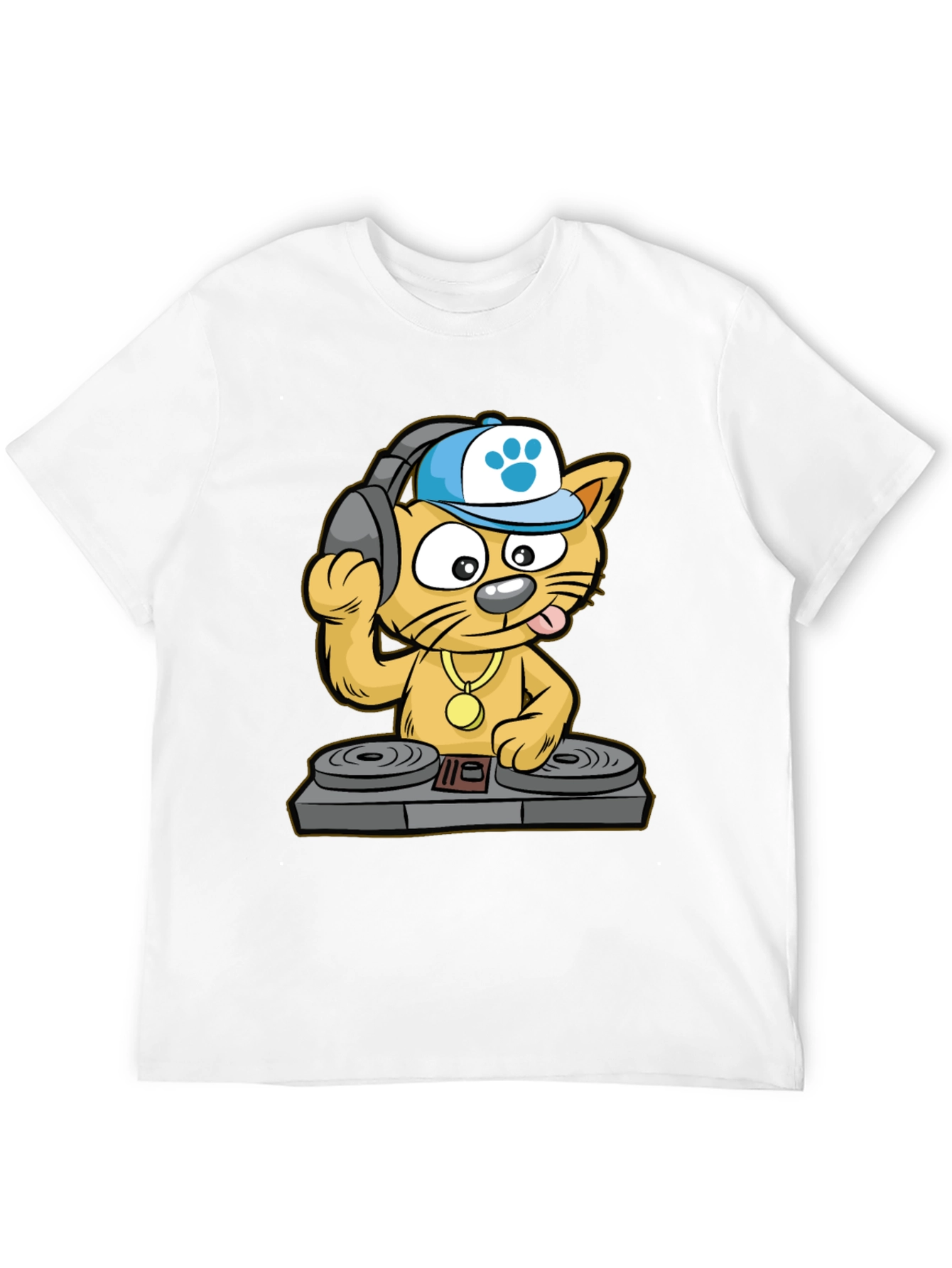 DJ Cat T-Shirt - Cool Cartoon Graphic Tee