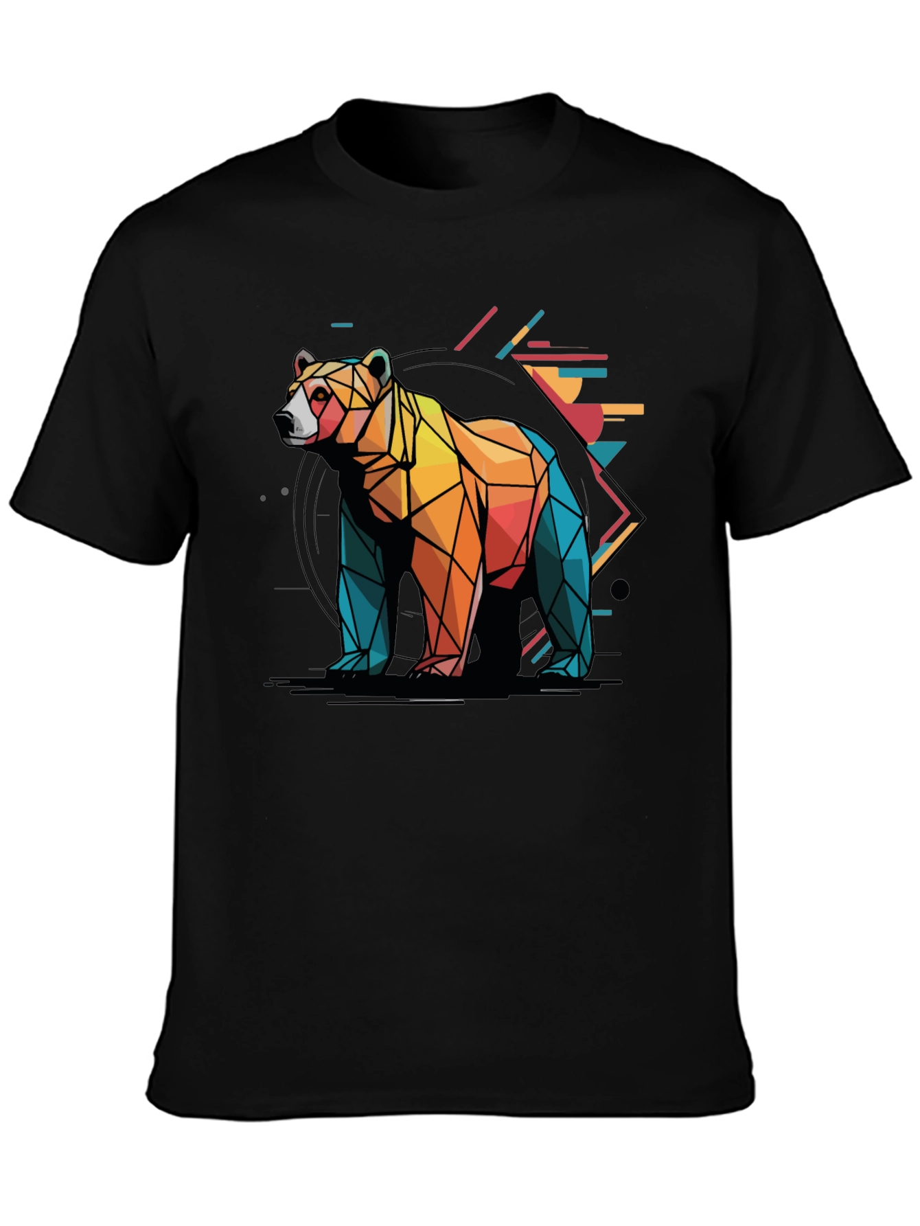 Geometric Bear Graphic Tee - Modern Abstract Design