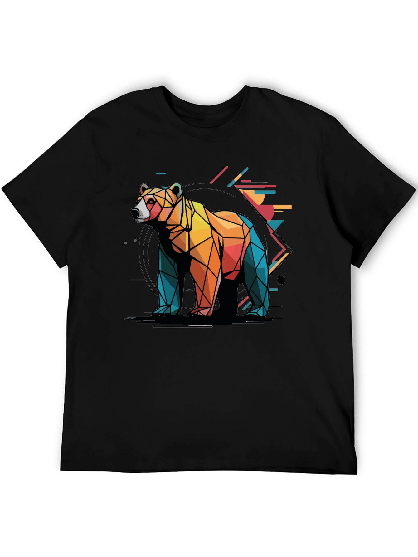 Geometric Bear Graphic Tee - Modern Abstract Design