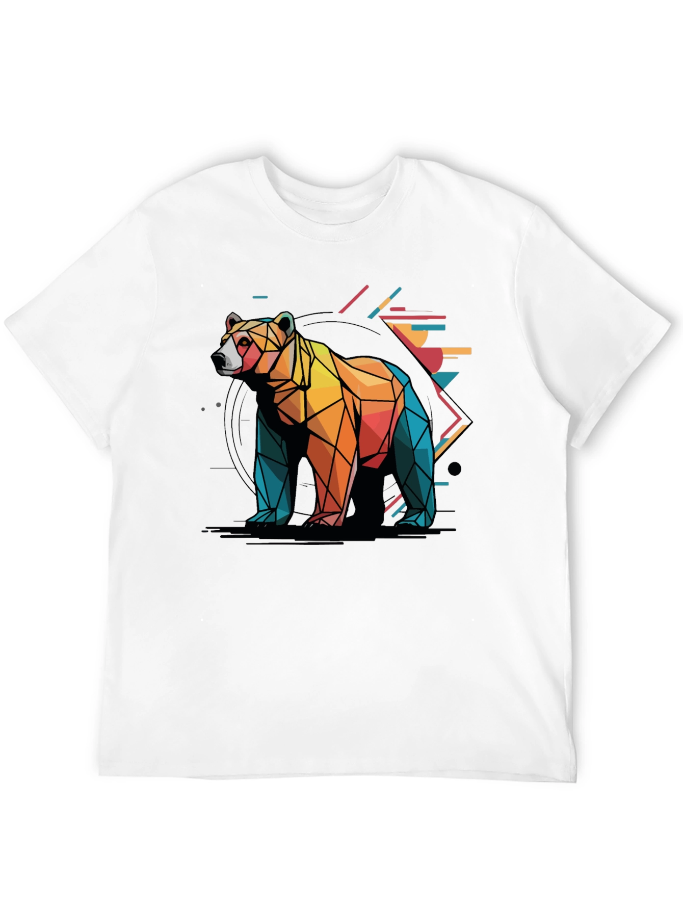Geometric Bear Graphic Tee - Modern Abstract Design
