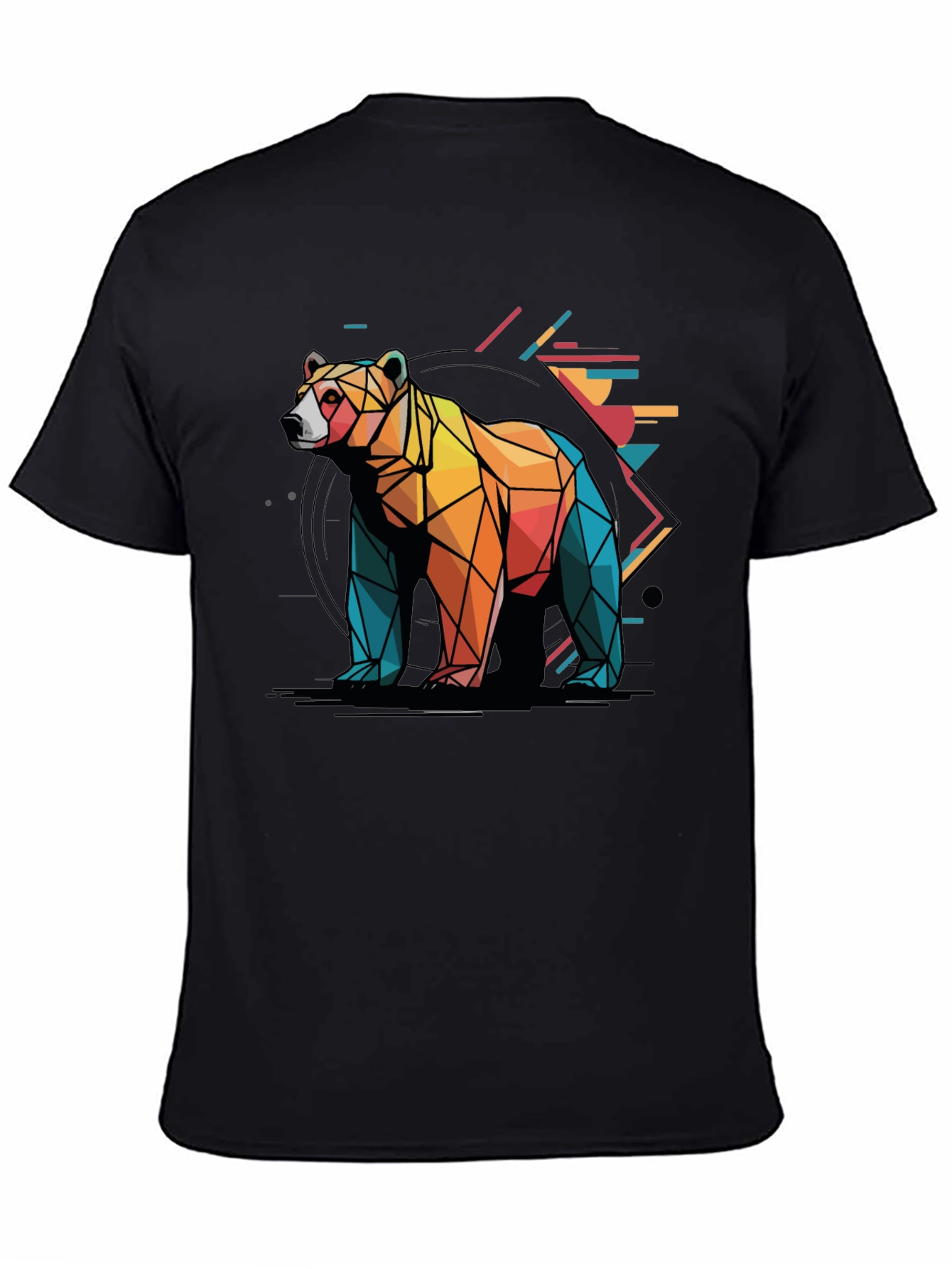 Geometric Bear Graphic Tee - Modern Abstract Design