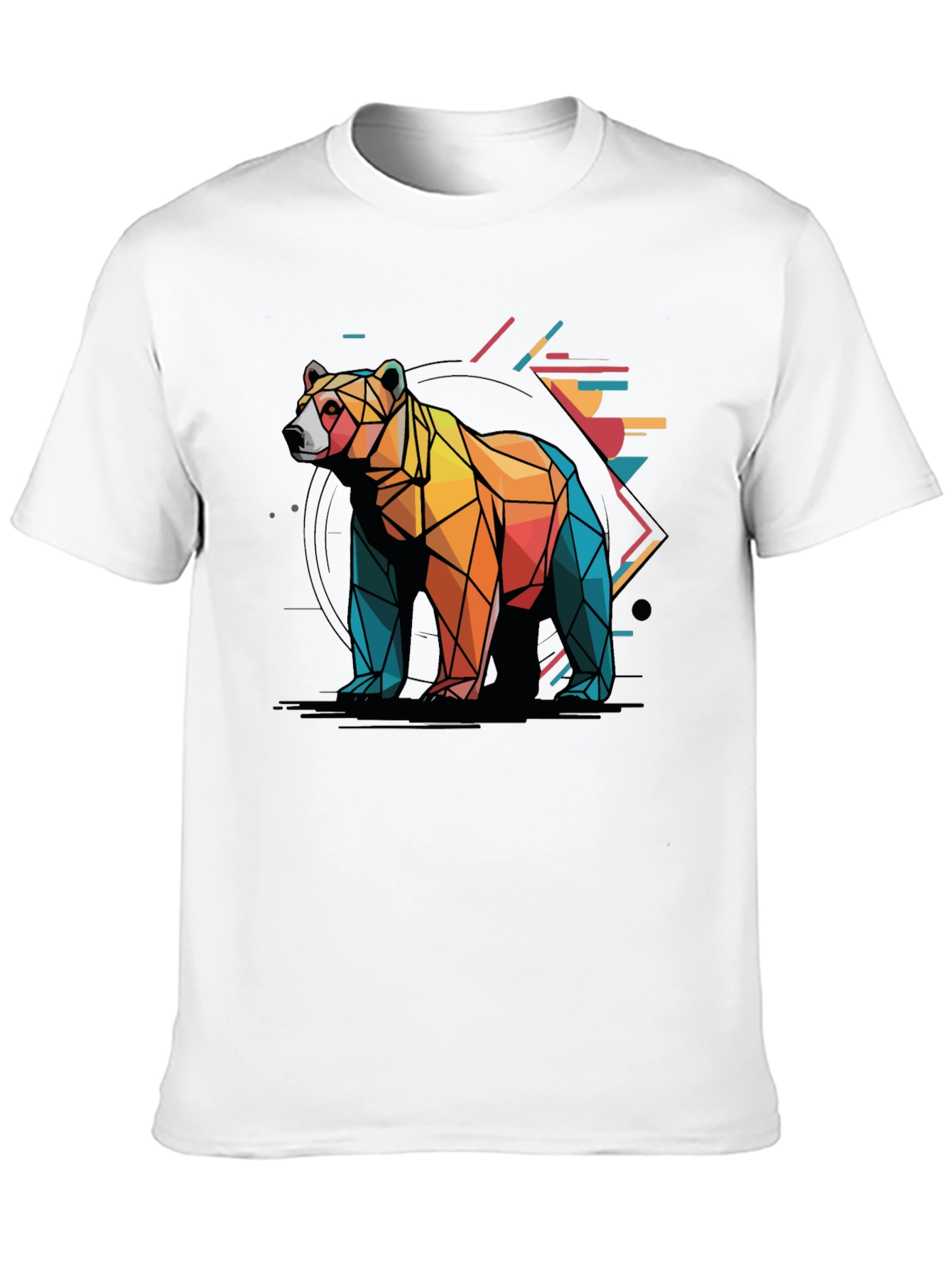 Geometric Bear Graphic Tee - Modern Abstract Design