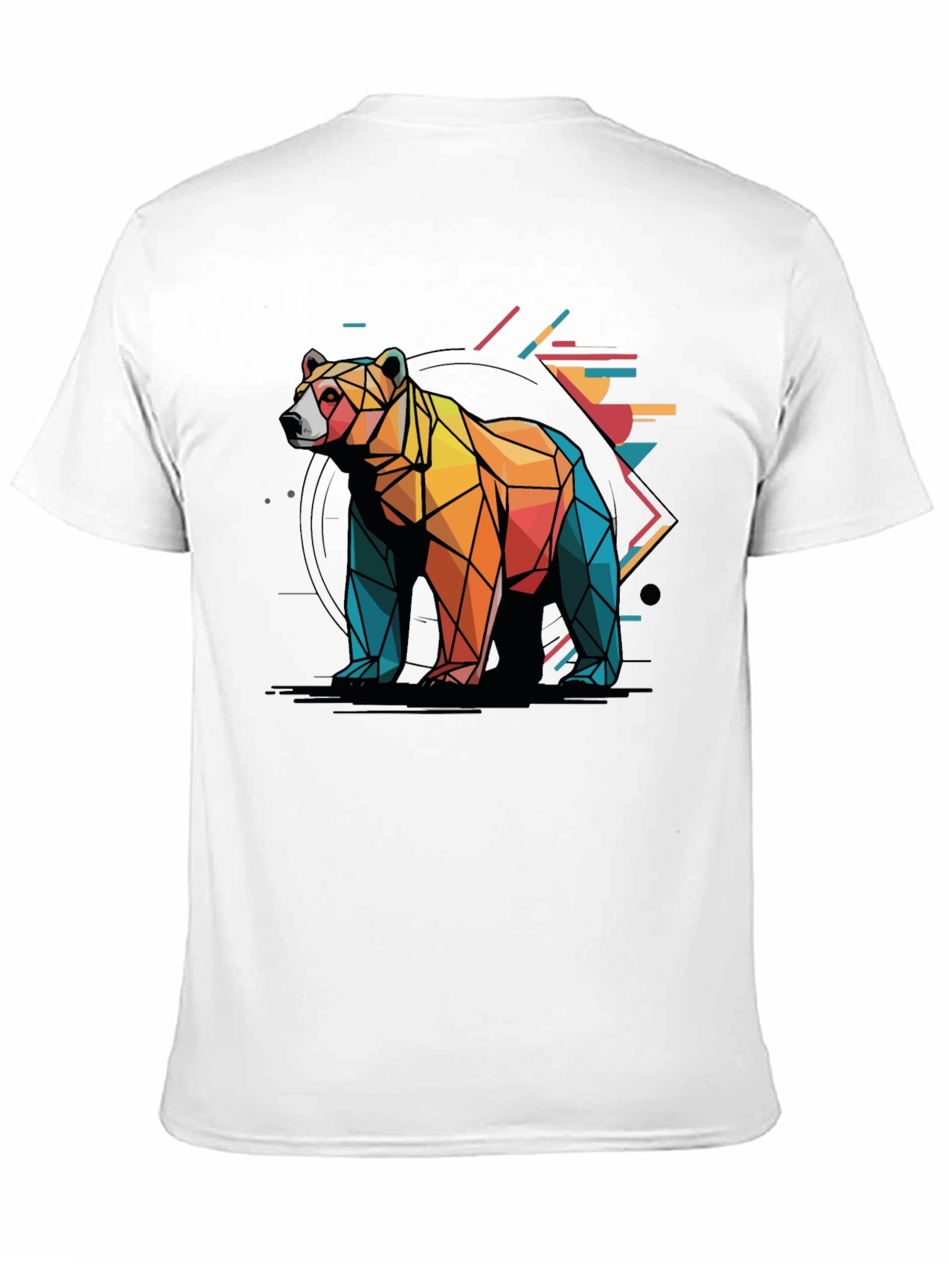 Geometric Bear Graphic Tee - Modern Abstract Design
