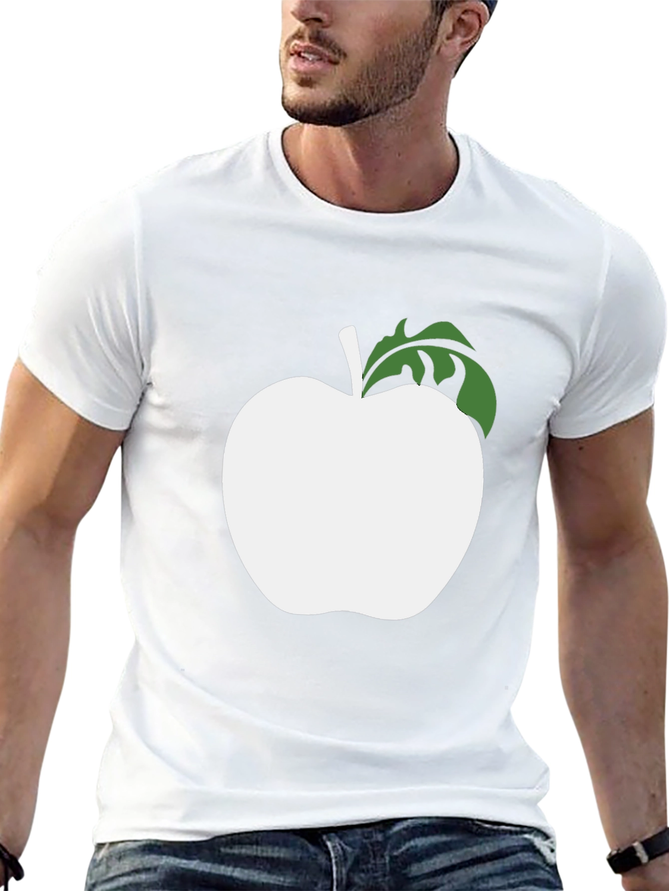 Apple Graphic Tee - Modern Black Cotton Shirt