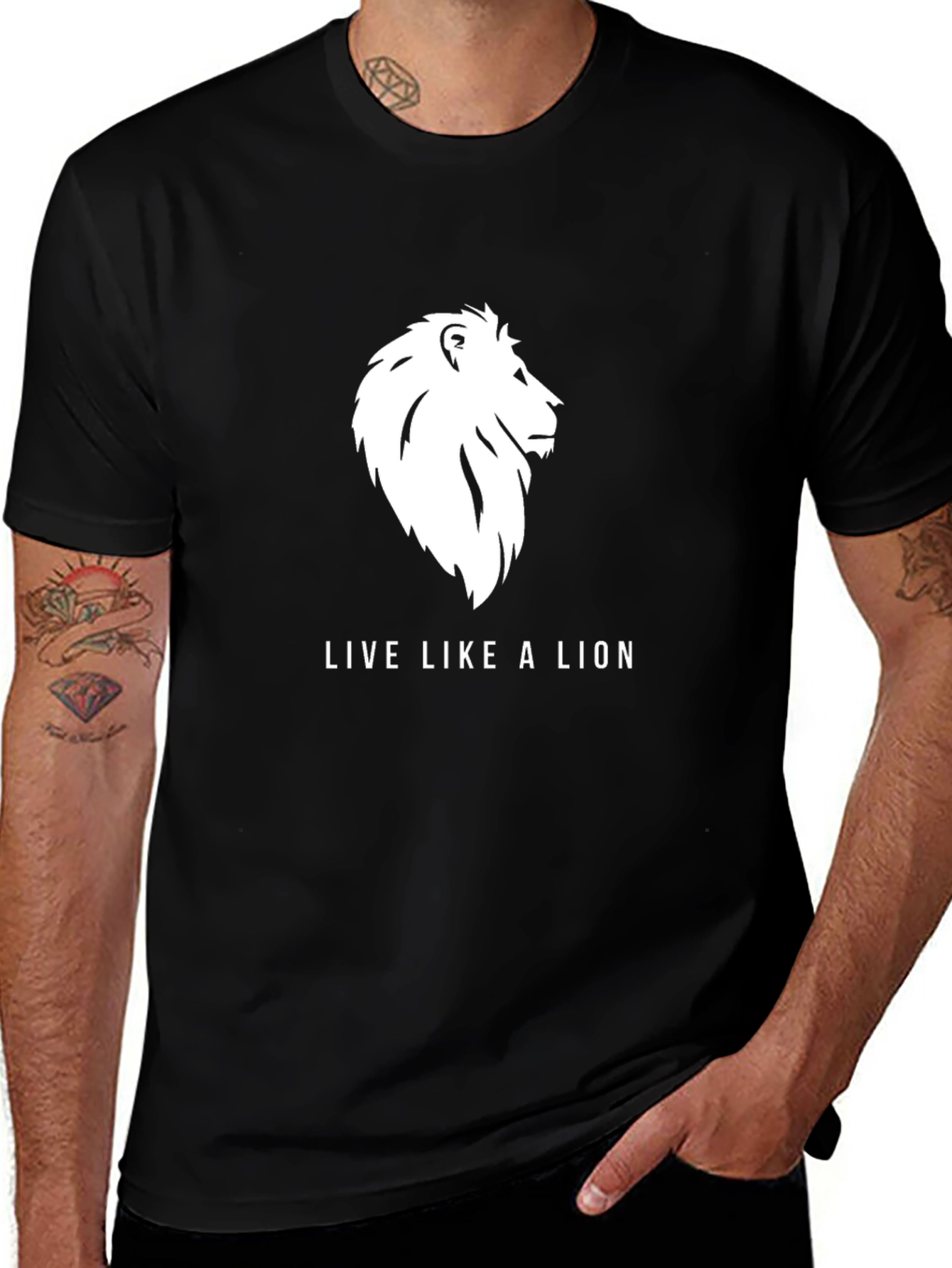 Live Like a Lion Black Graphic Tee