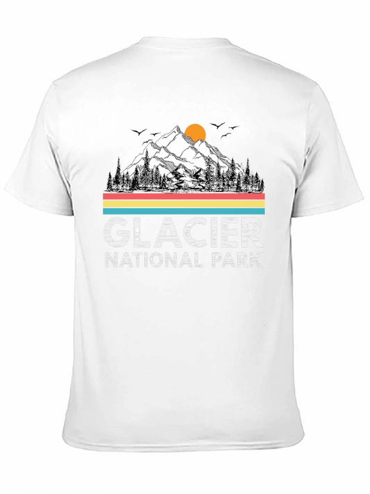 Glacier National Park Black T-Shirt - Mountain Scene
