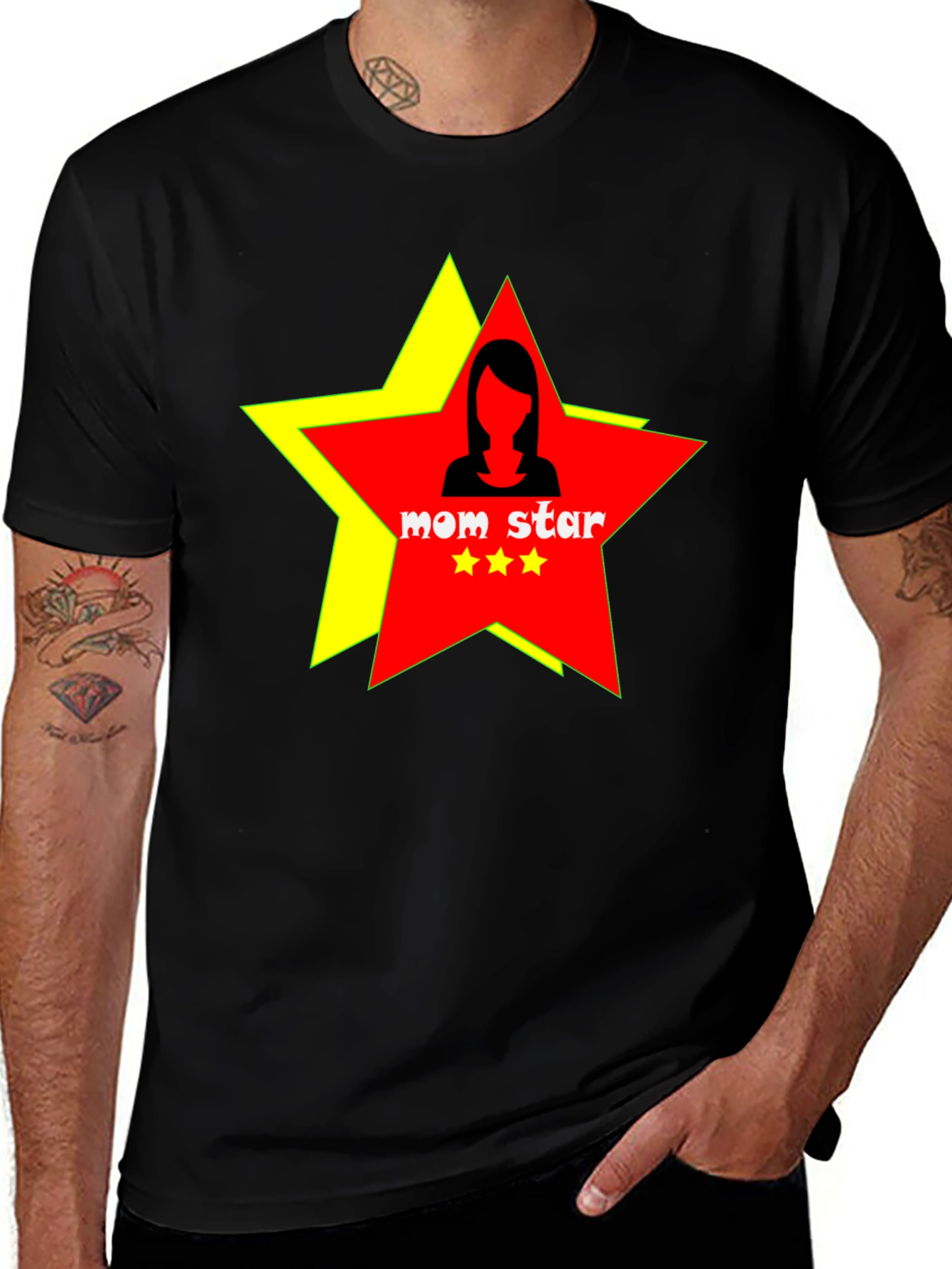Mom Star Graphic Tee - Black Cotton T-Shirt
