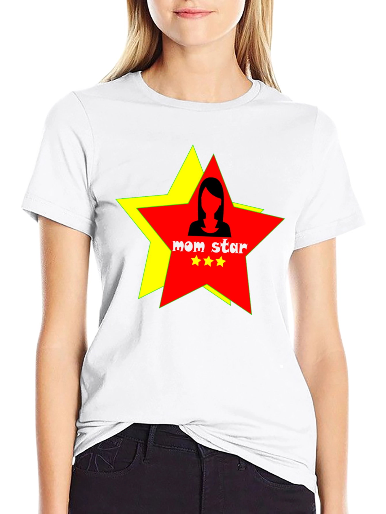 Mom Star Graphic Tee - Black Cotton T-Shirt
