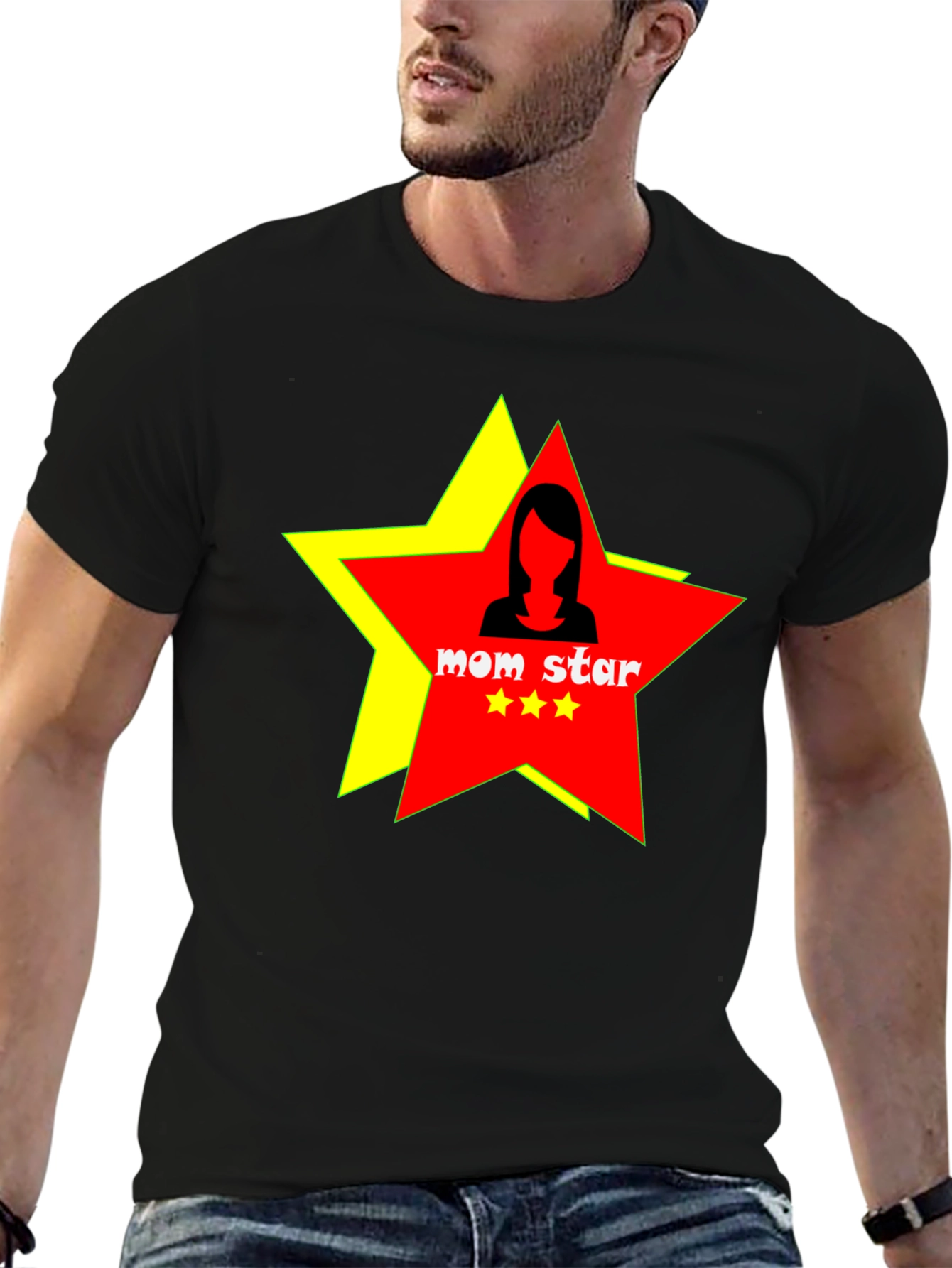 Mom Star Graphic Tee - Black Cotton T-Shirt