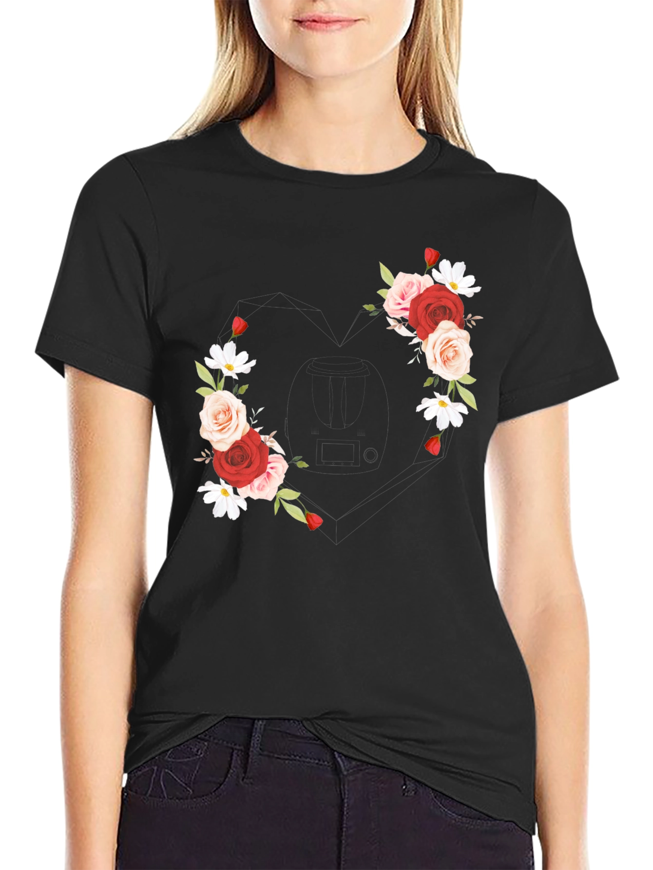 Floral Heart Tee - Romantic Graphic T-Shirt