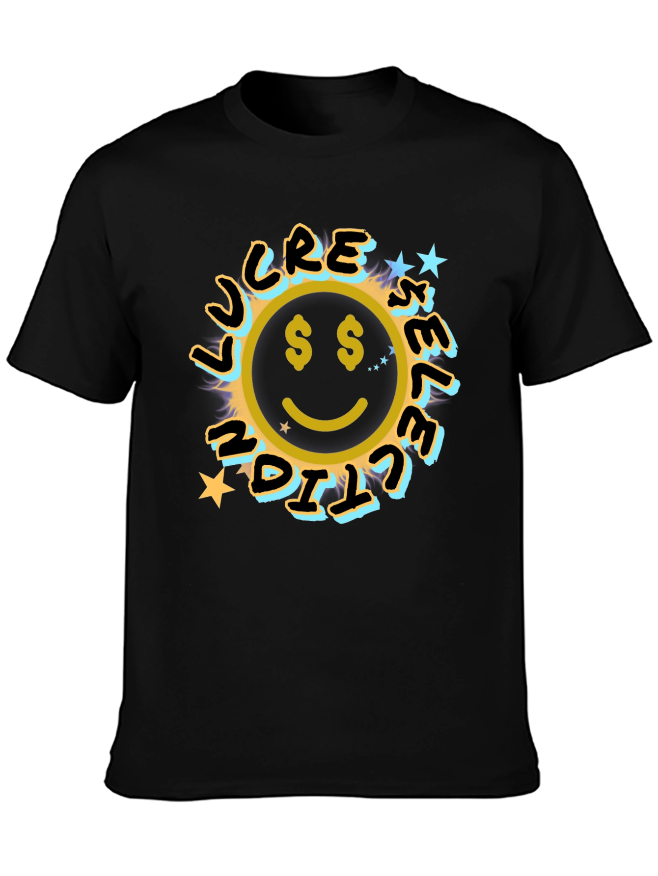 Lucrative Smiley Face Graphic Tee - Black