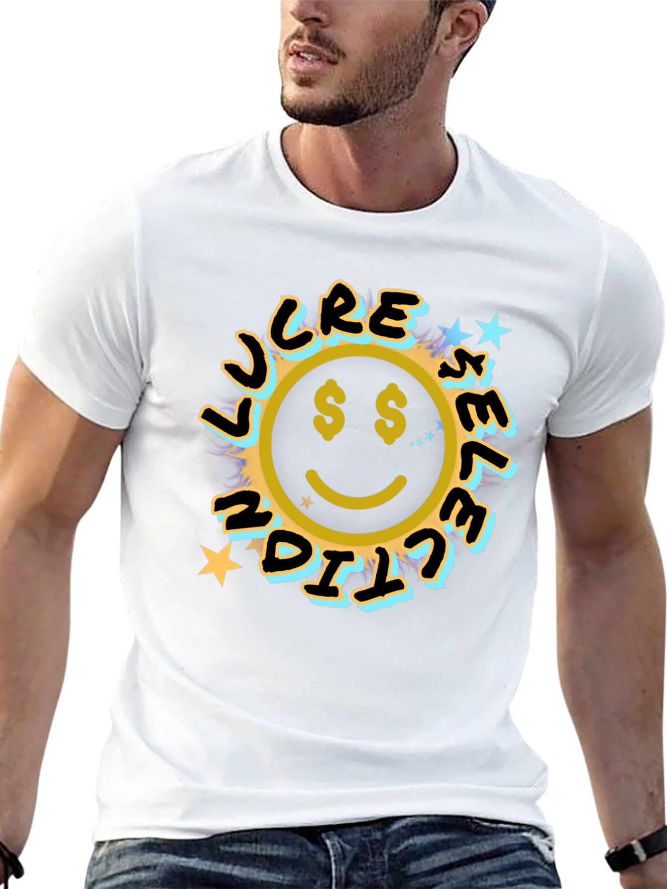 Lucrative Smiley Face Graphic Tee - Black
