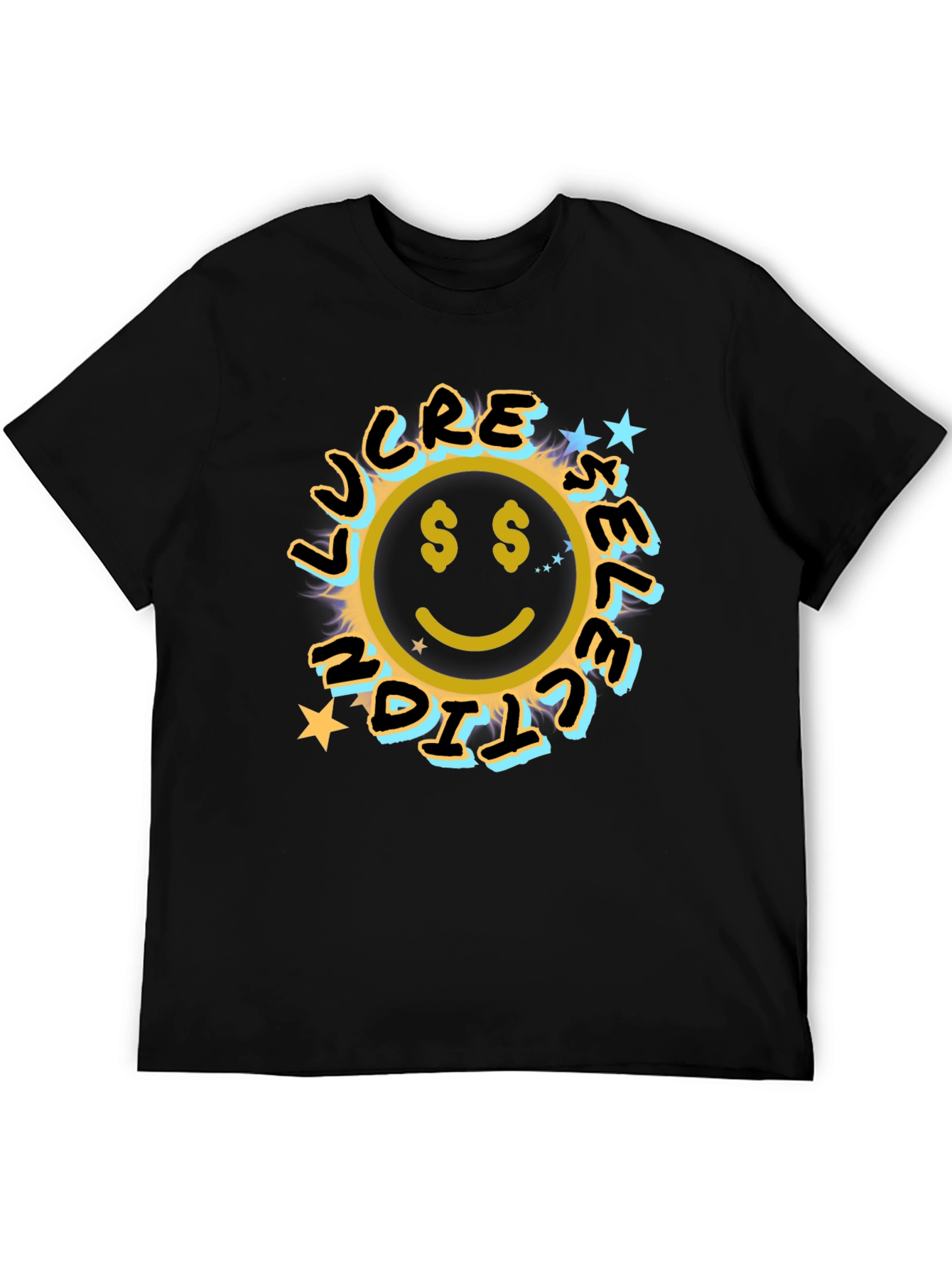 Lucrative Smiley Face Graphic Tee - Black