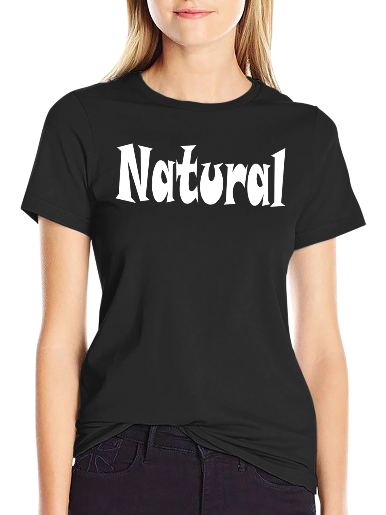 Natural Graphic Tee - Trendy Black Cotton T-Shirt