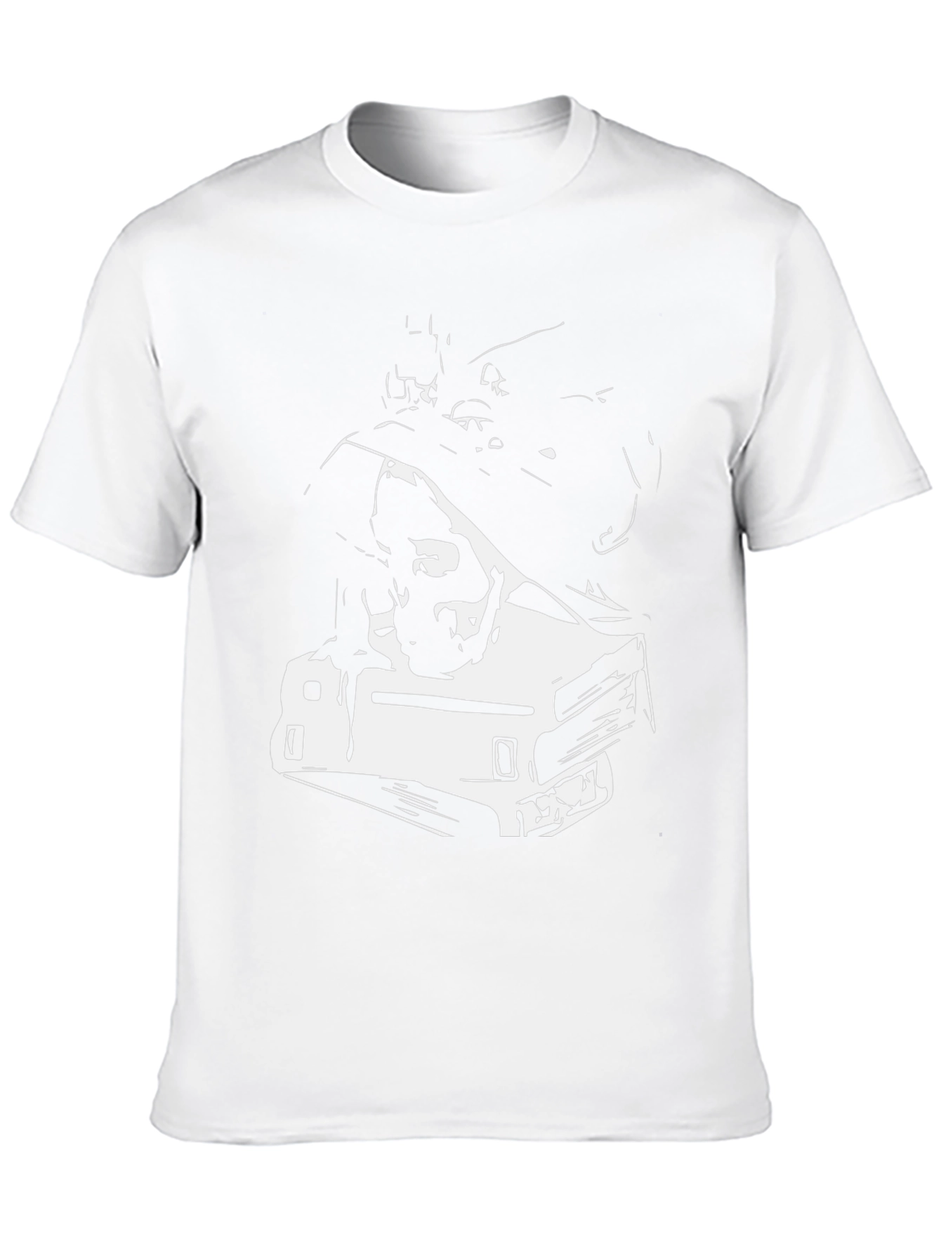 Edgy Graphic Tee - Car & Skull Design