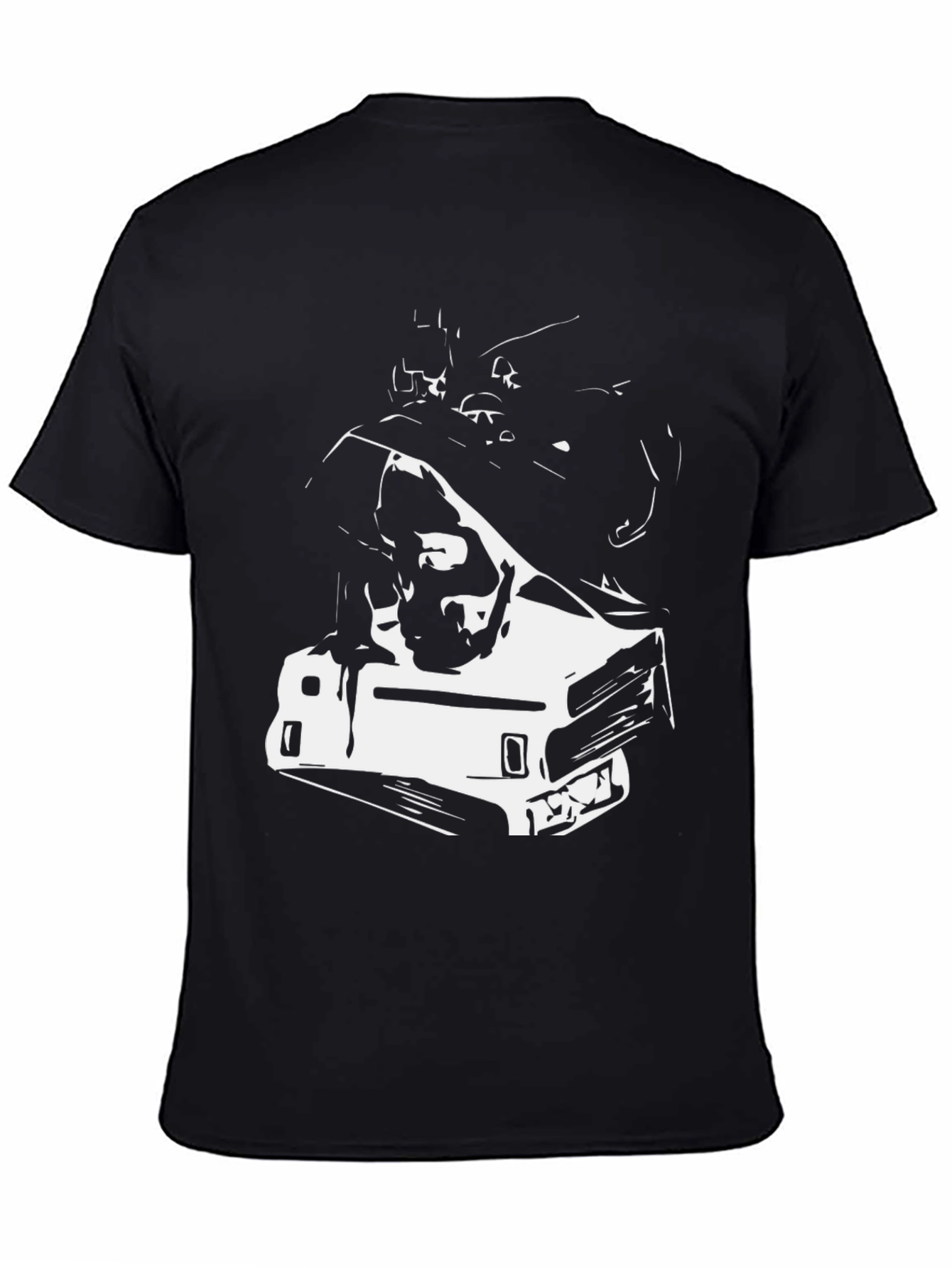 Edgy Graphic Tee - Car & Skull Design