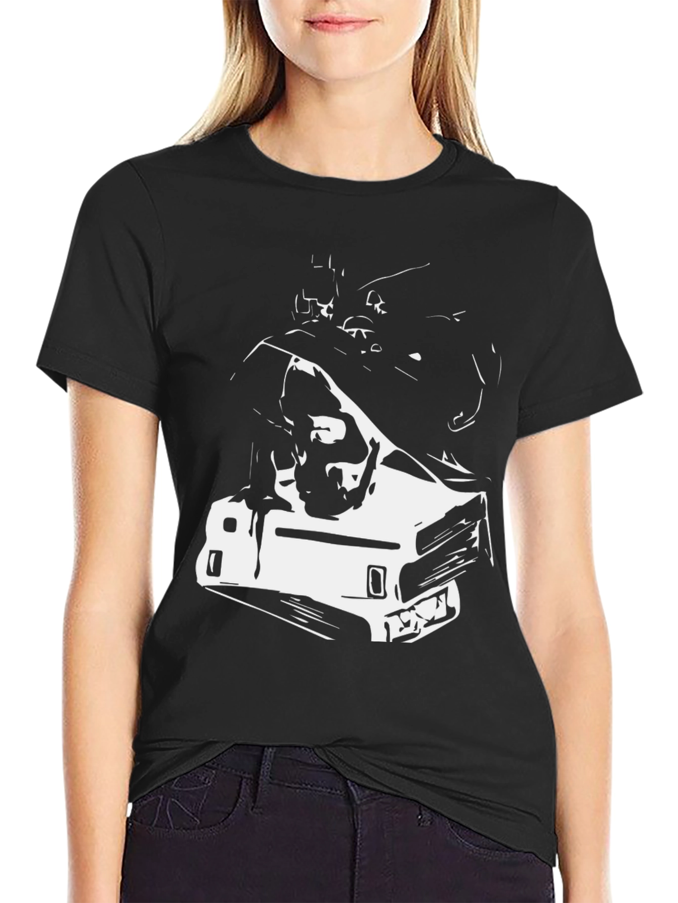 Edgy Graphic Tee - Car & Skull Design