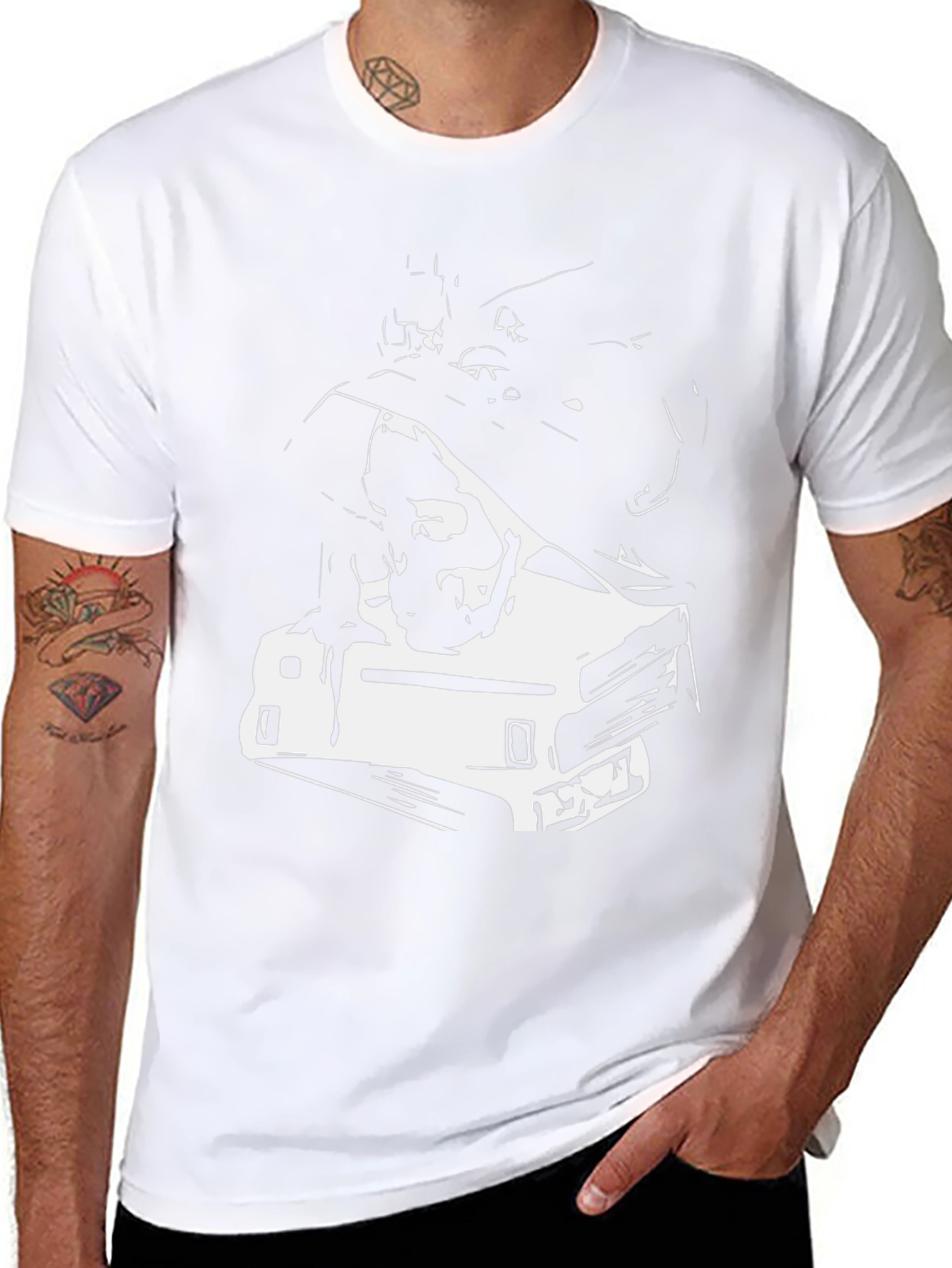 Edgy Graphic Tee - Car & Skull Design