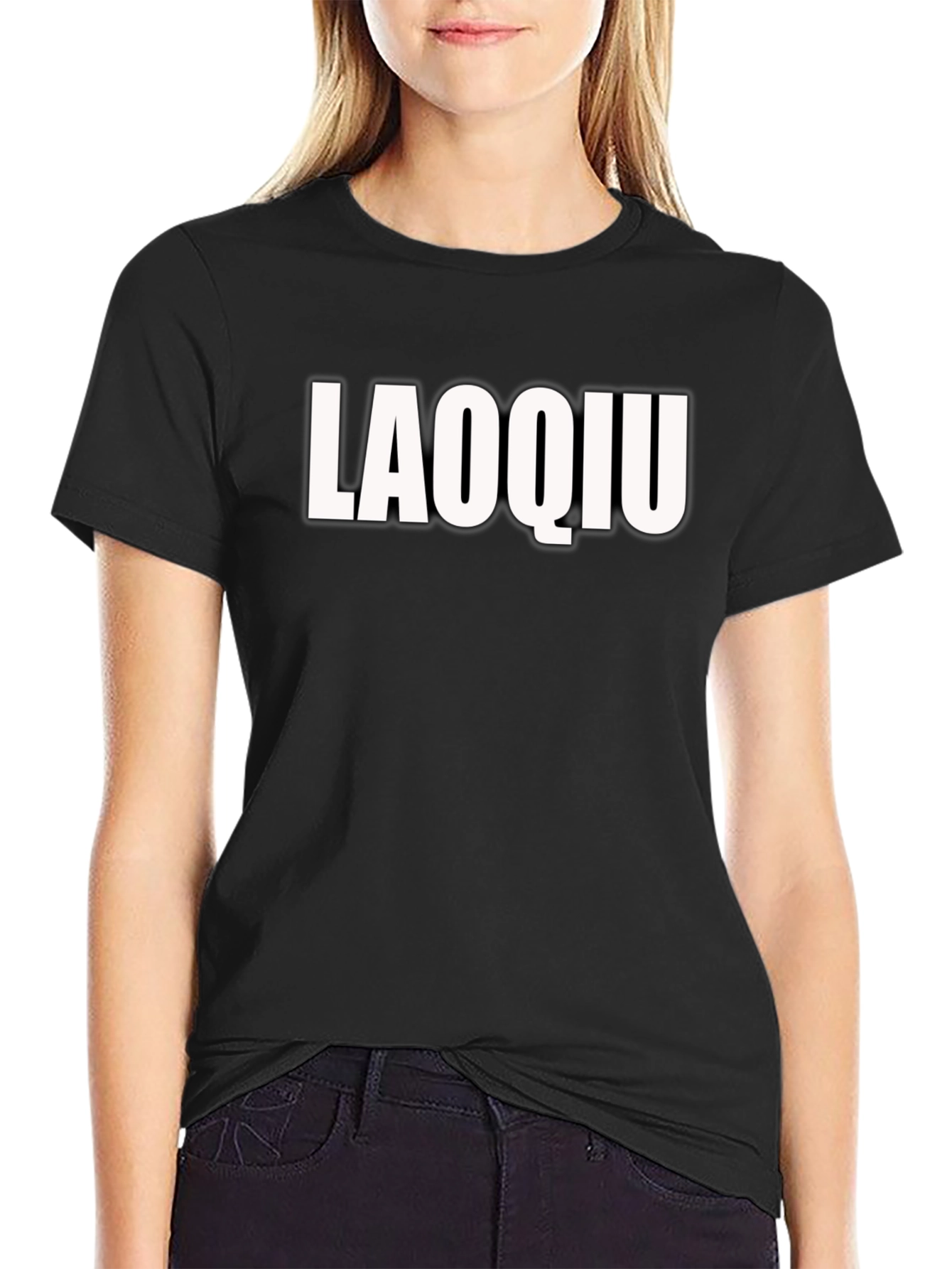Laoqiu Graphic Tee - Trendy Black Cotton T-Shirt