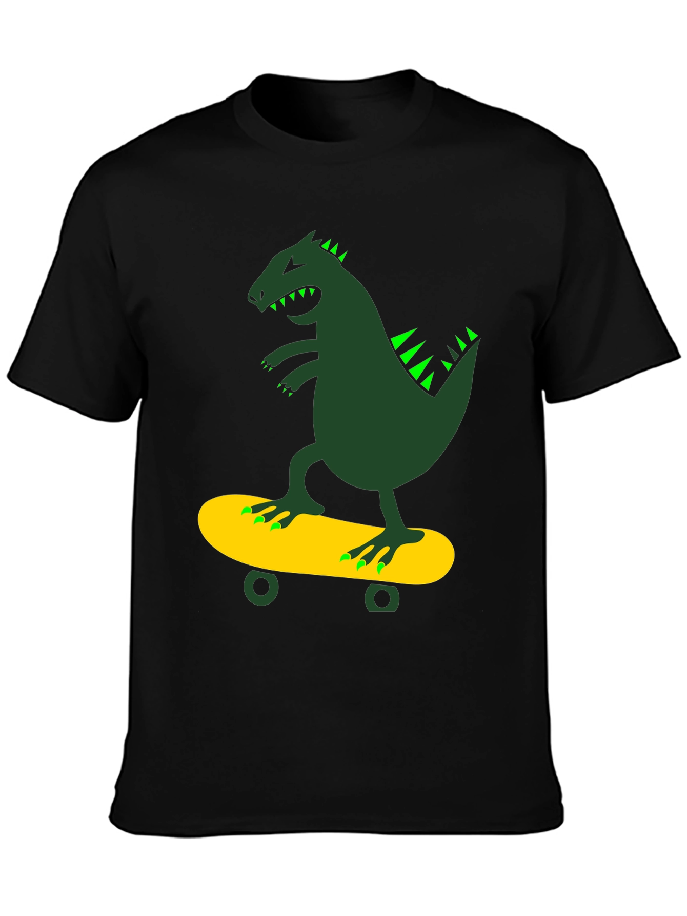 Dino Skateboarder Black T-Shirt