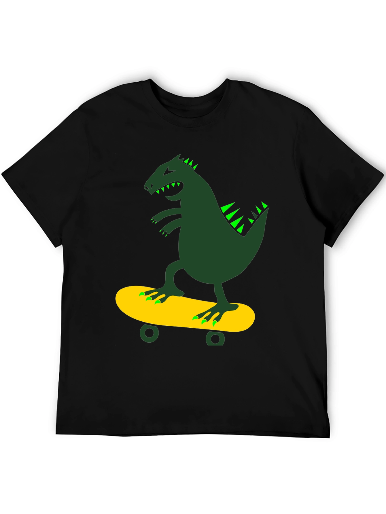 Dino Skateboarder Black T-Shirt