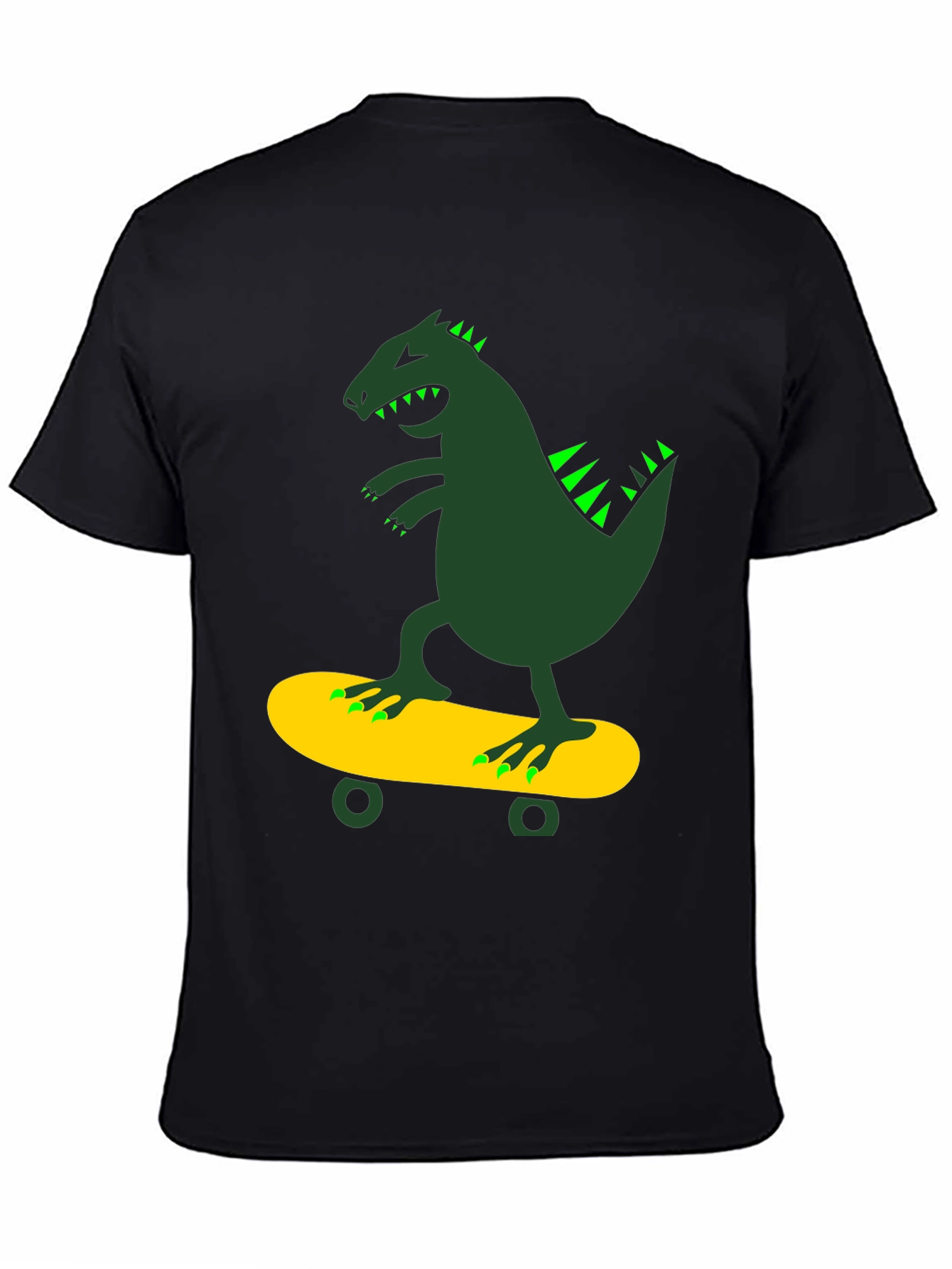 Dino Skateboarder Black T-Shirt