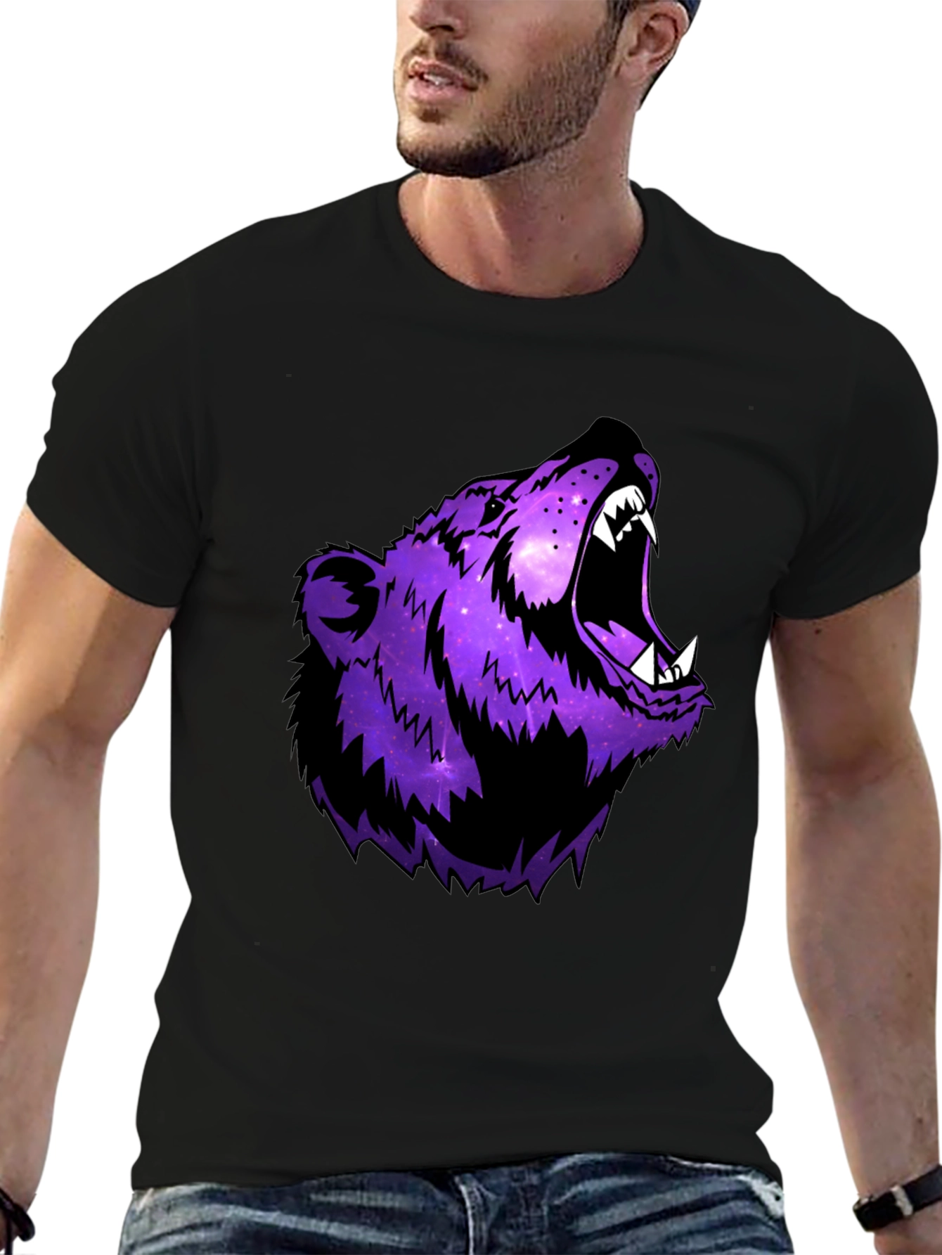 Galaxy Bear Graphic Black T-Shirt