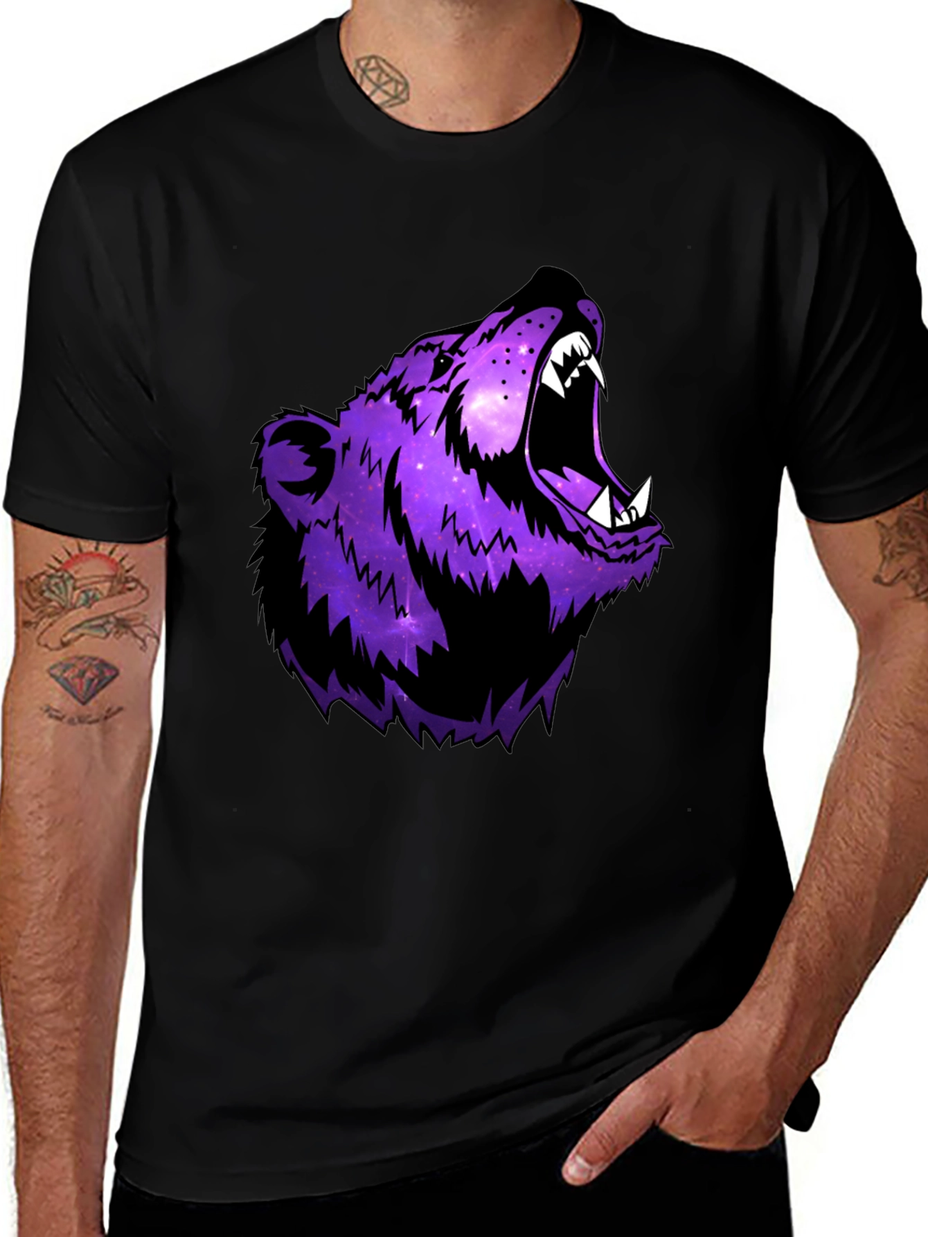 Galaxy Bear Graphic Black T-Shirt