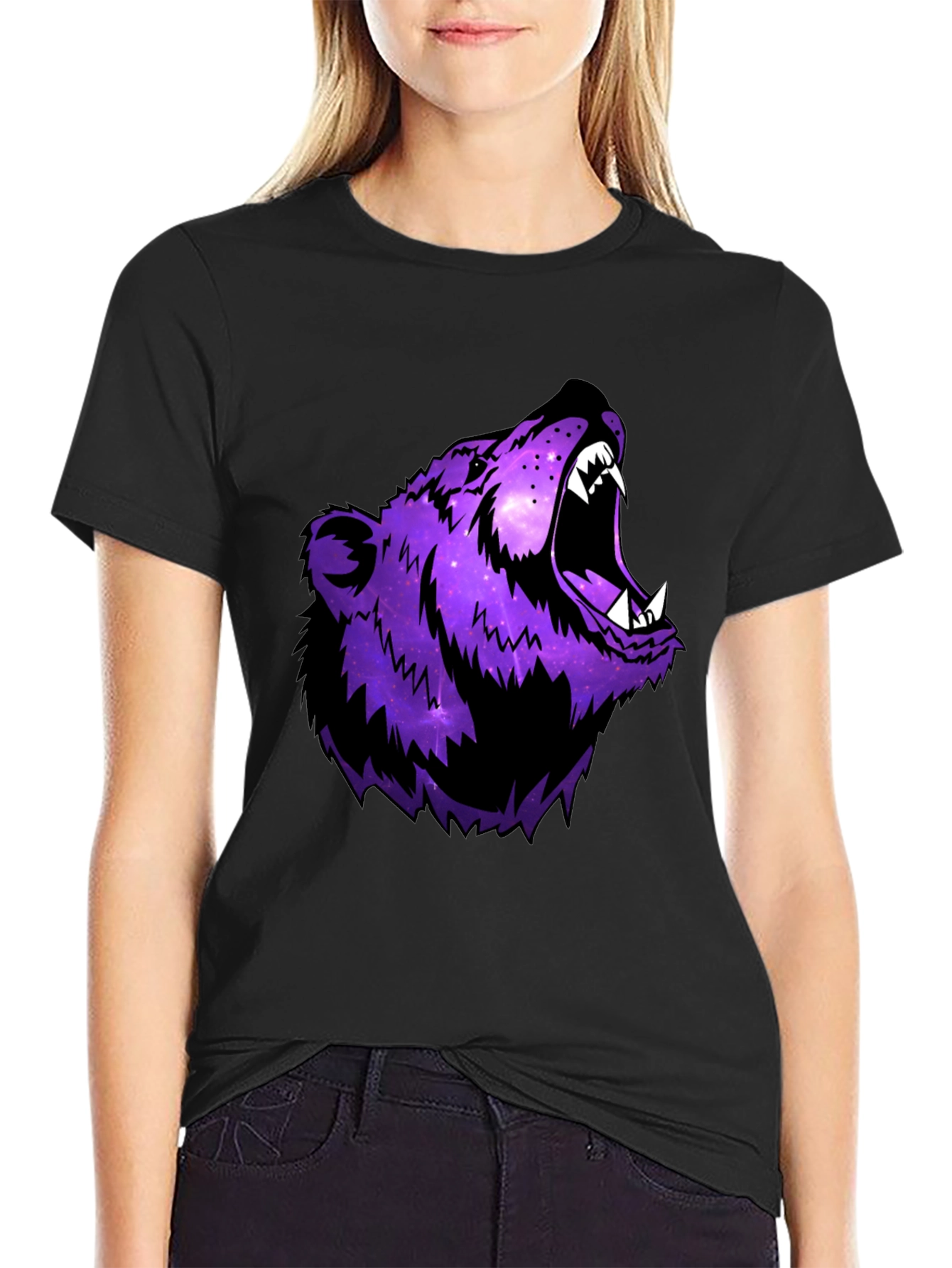 Galaxy Bear Graphic Black T-Shirt
