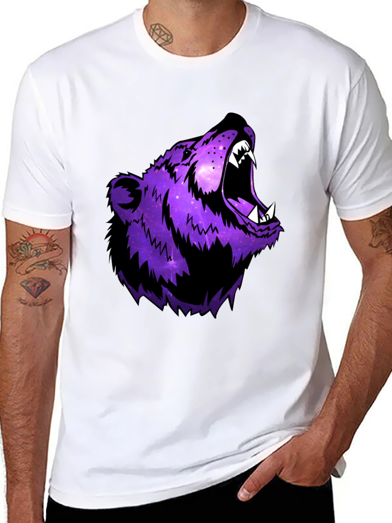 Galaxy Bear Graphic Black T-Shirt