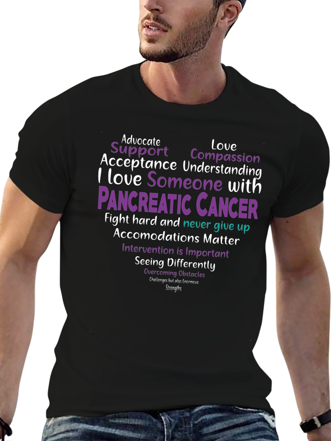 Pancreatic Cancer Awareness T-Shirt - Advocate Support Love