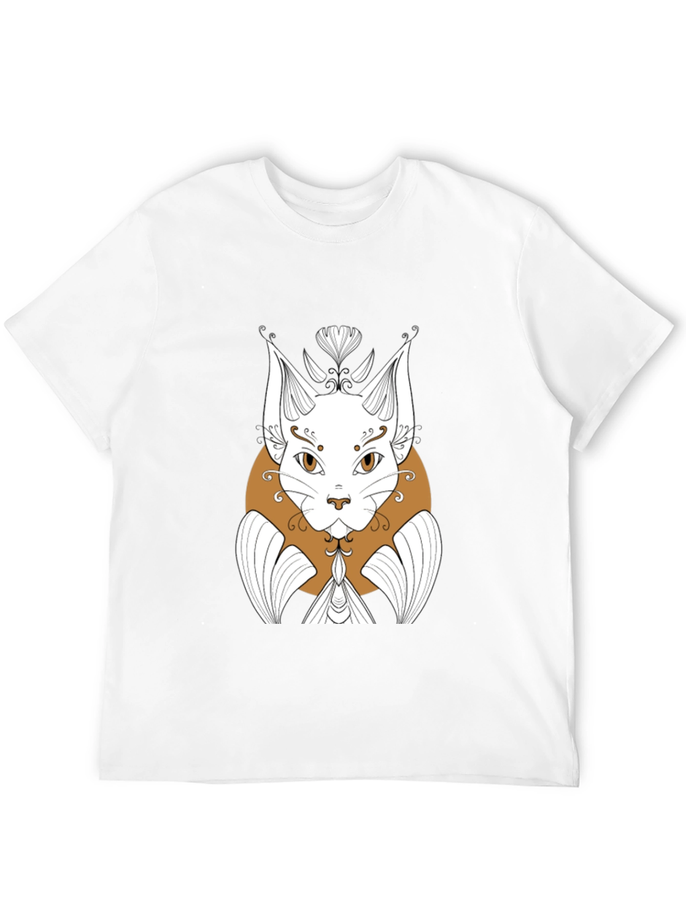 Abstract Cat Graphic Print Black T-Shirt